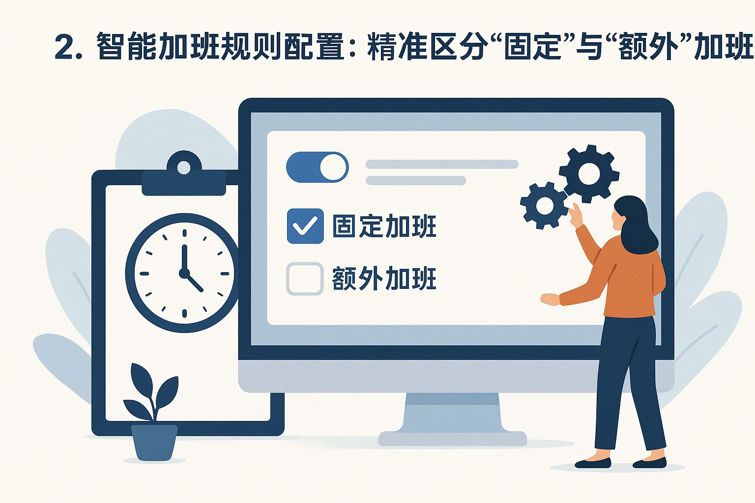 2. 智能加班规则配置：精准区分“固定”与“额外”加班