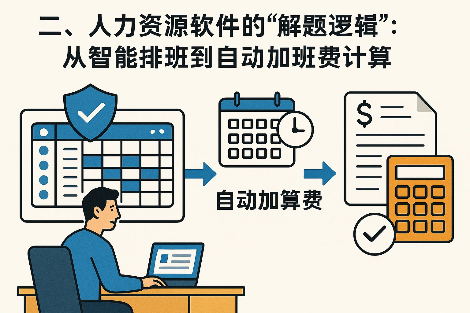二、人力资源软件的“解题逻辑”:从智能排班到自动加班费计算