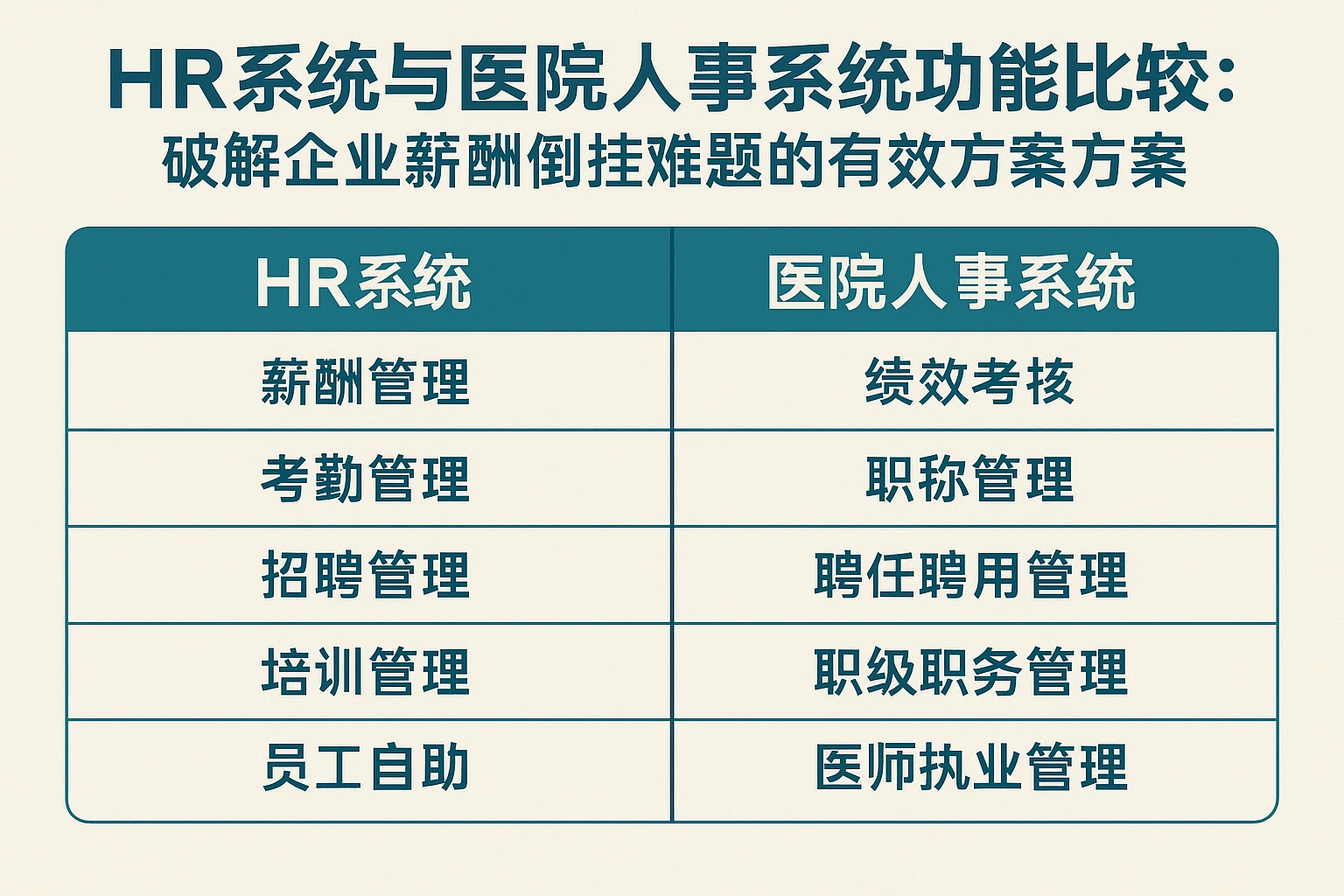 HR系统与医院人事系统功能比较:破解企业薪酬倒挂难题的有效方案