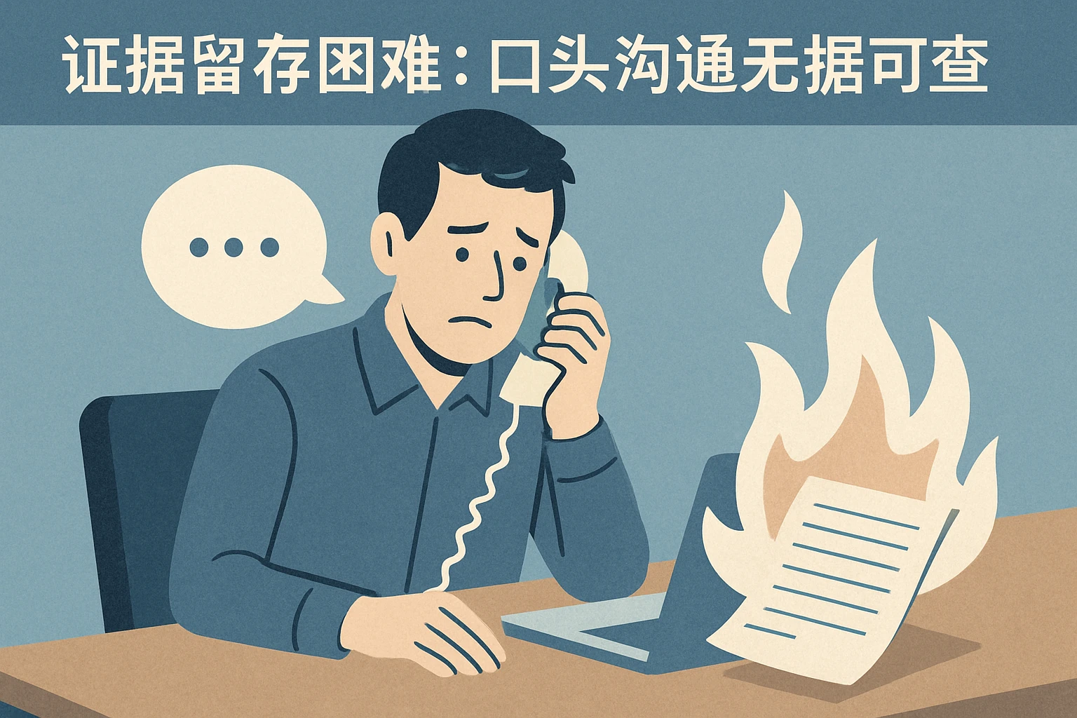 1. 证据留存困难：口头沟通无据可查