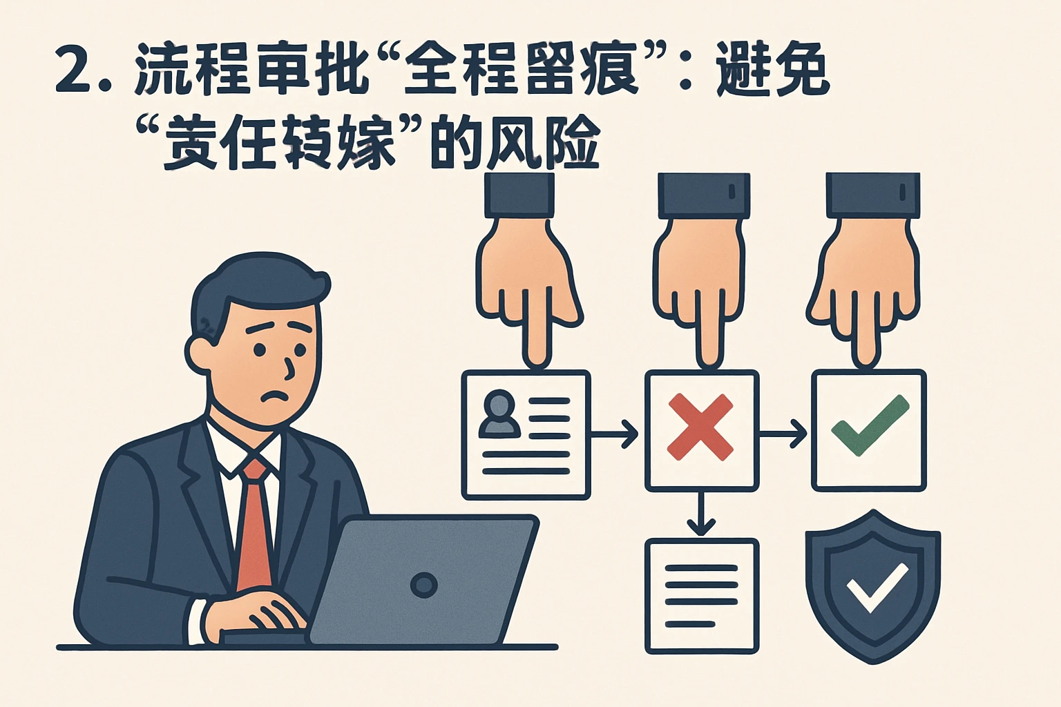 2. 流程审批“全程留痕”:避免“责任转嫁”的风险