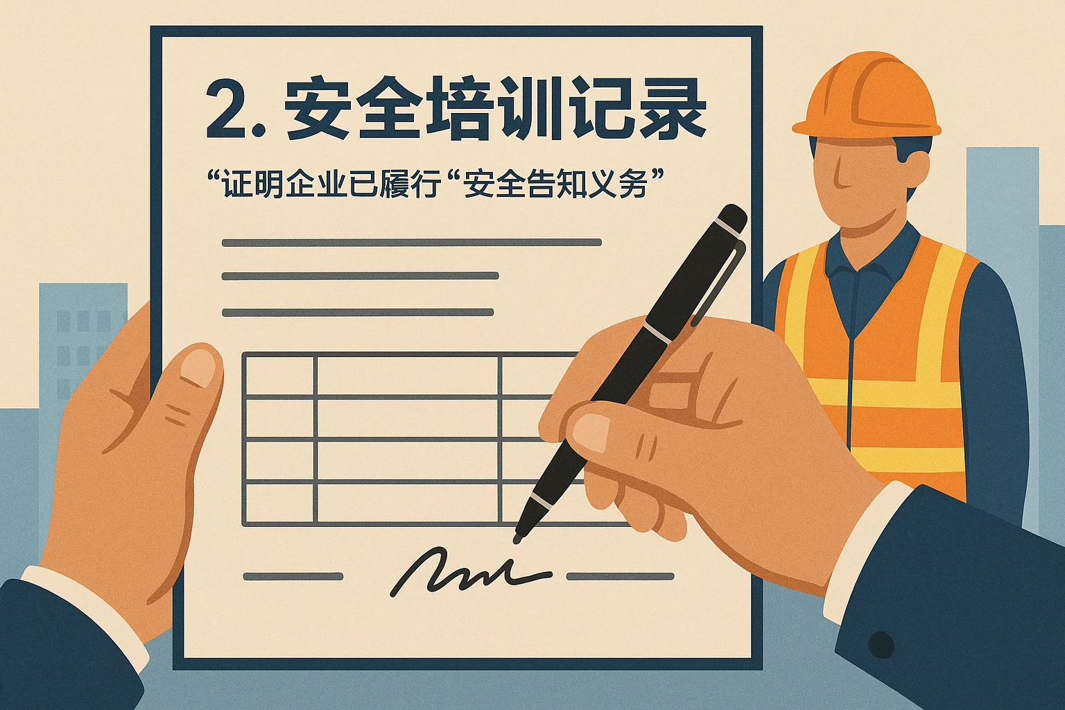 2. 安全培训记录:证明企业已履行“安全告知义务”