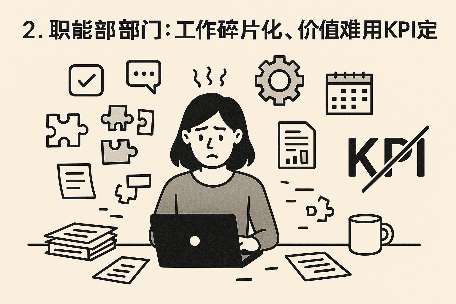 2. 职能部门：工作碎片化，价值难用KPI定义