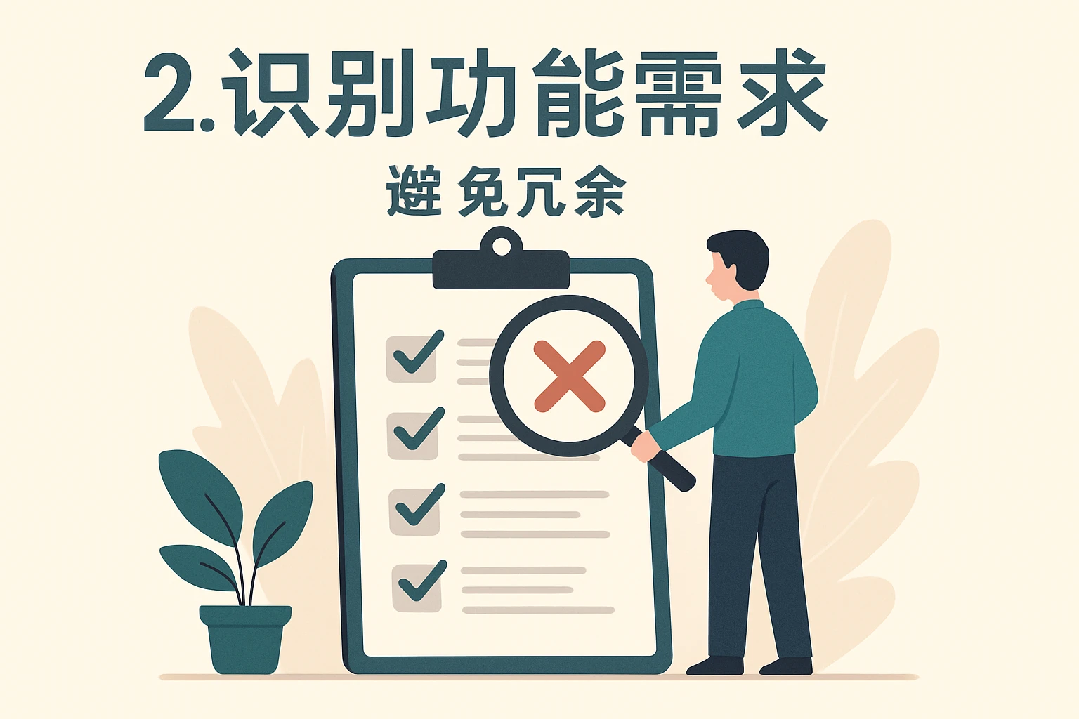 2. 识别功能需求，避免冗余