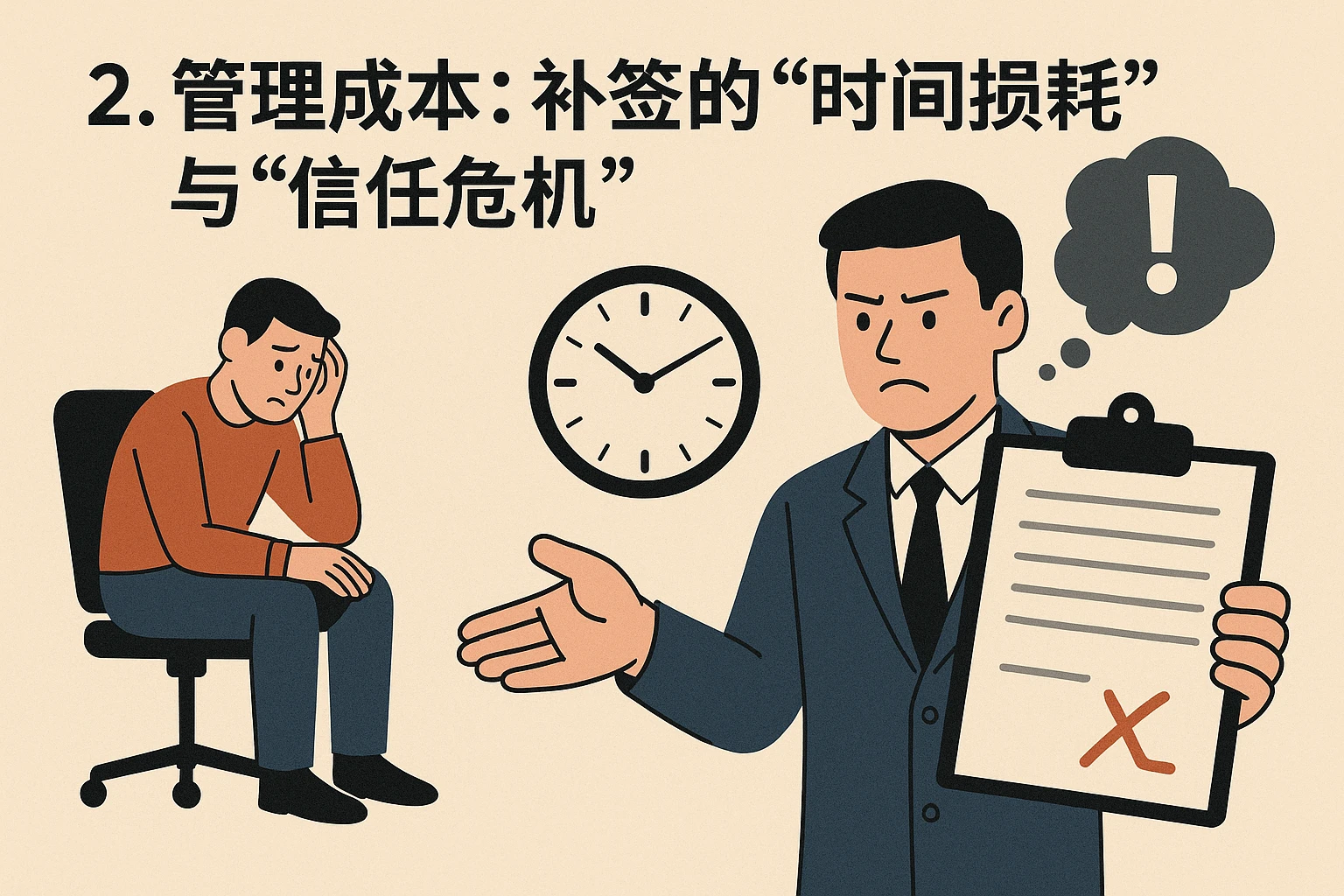 2. 管理成本：补签的“时间损耗”与“信任危机”