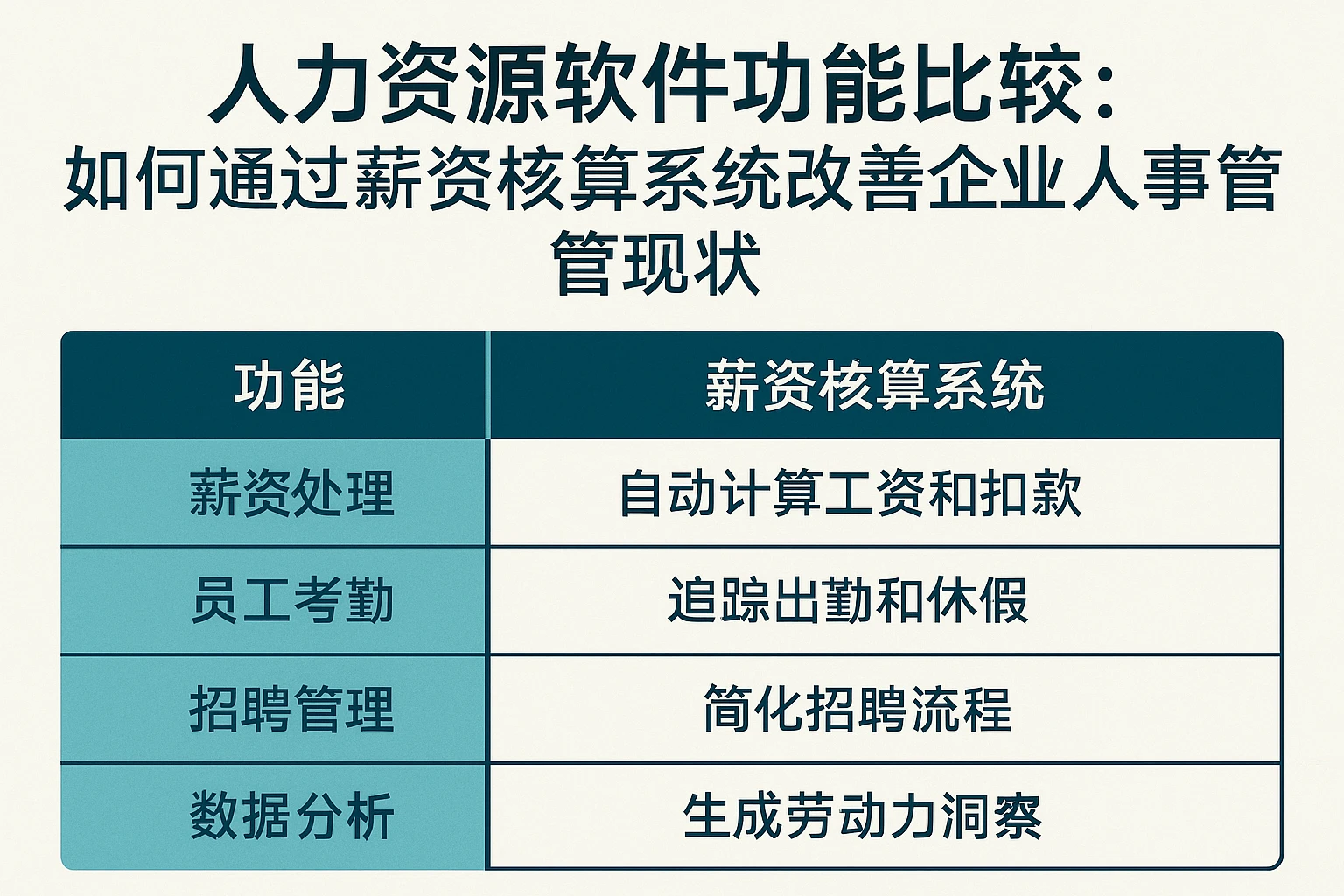 人力资源软件功能比较:如何通过薪资核算系统改善企业人事管理现状