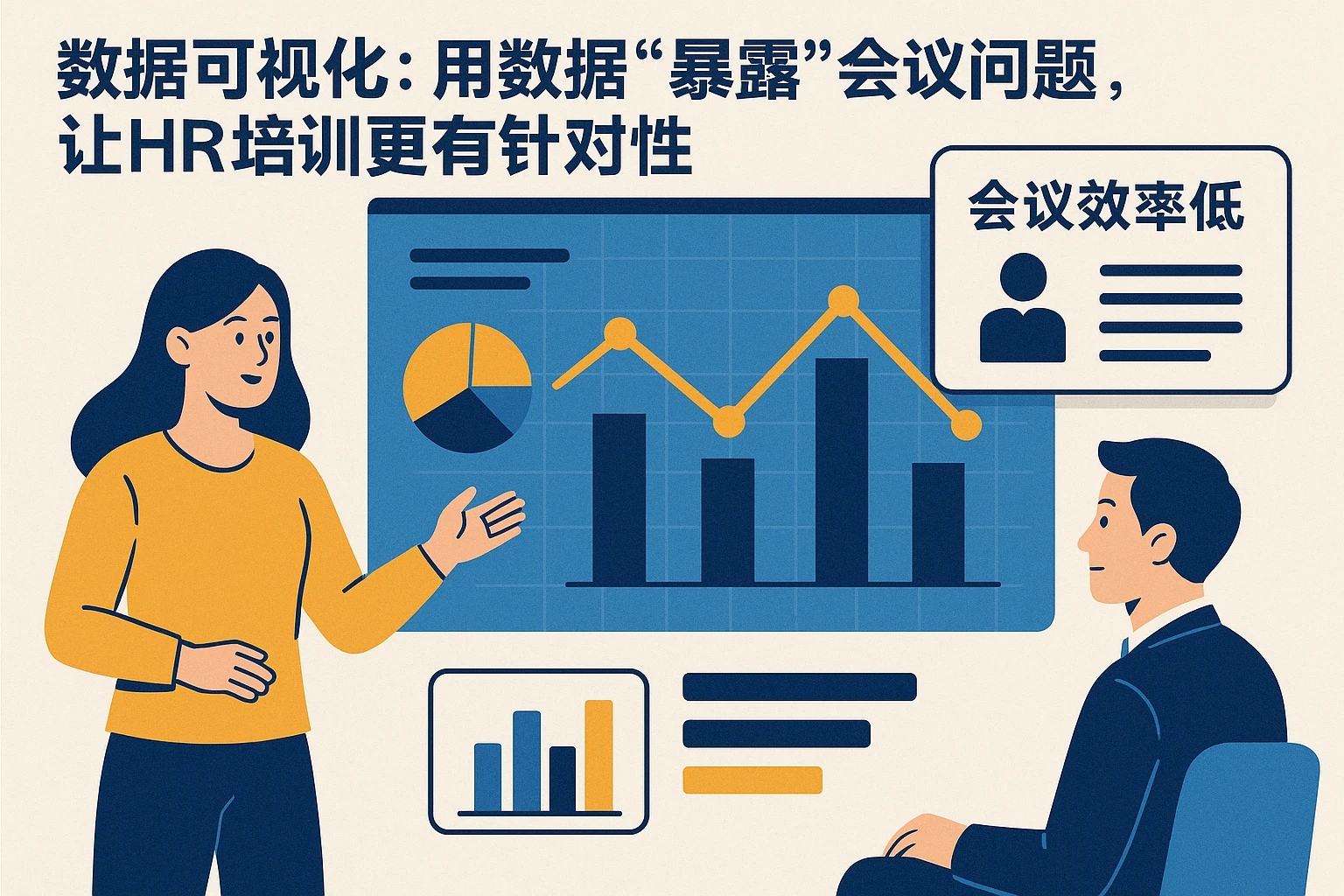 2. 数据可视化：用数据“暴露”会议问题，让HR培训更有针对性