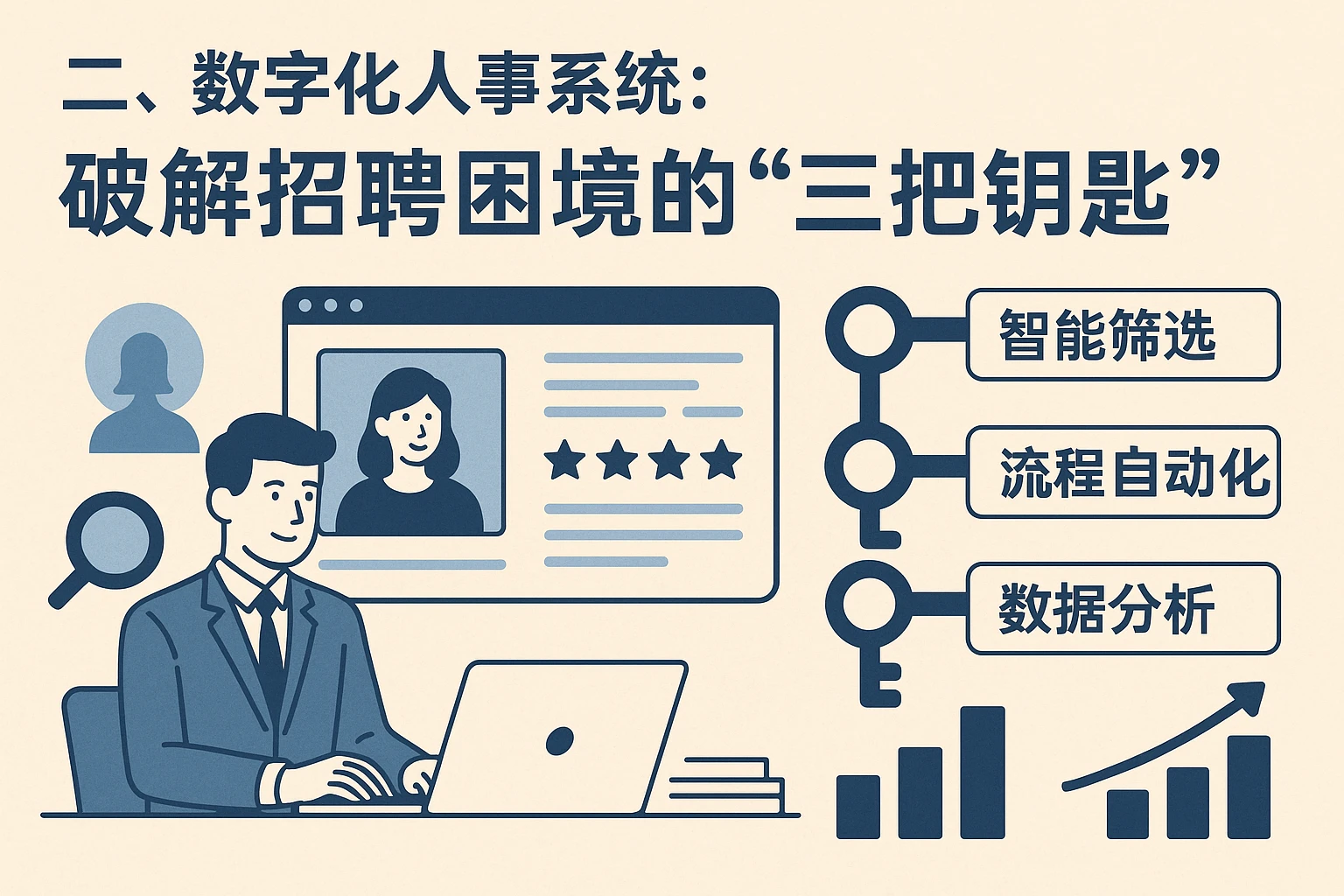 二、数字化人事系统：破解招聘困境的“三把钥匙”
