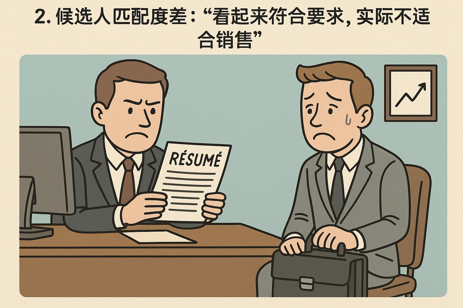 2. 候选人匹配度差：“看起来符合要求，实际不适合销售”