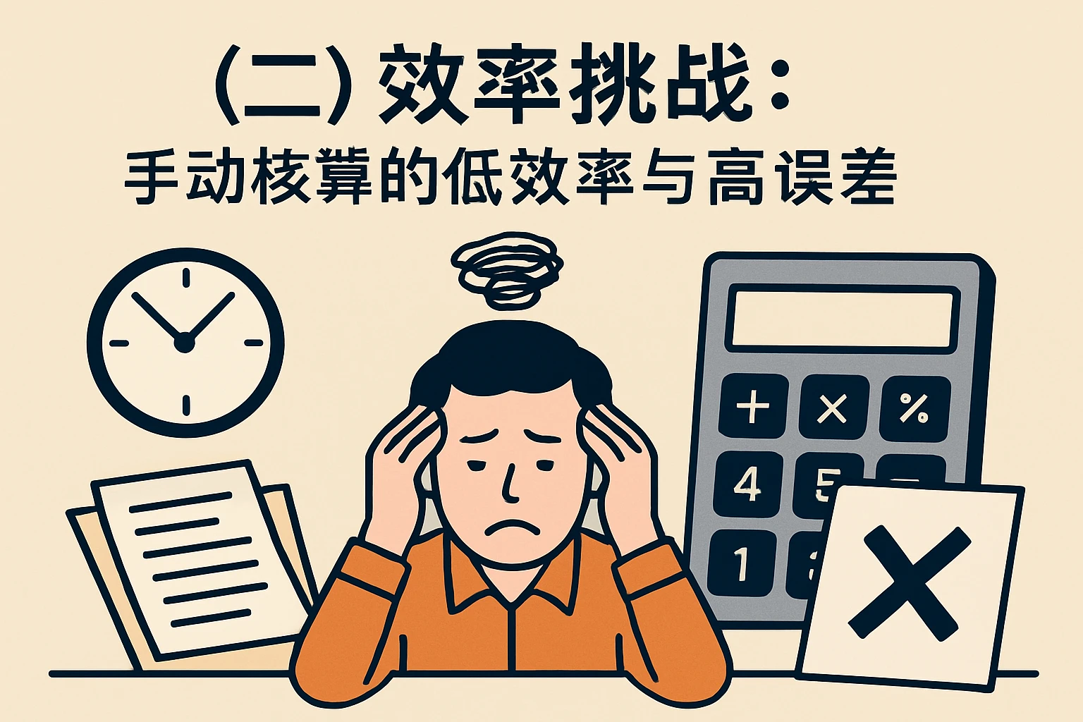 (二)效率挑战:手动核算的低效率与高误差