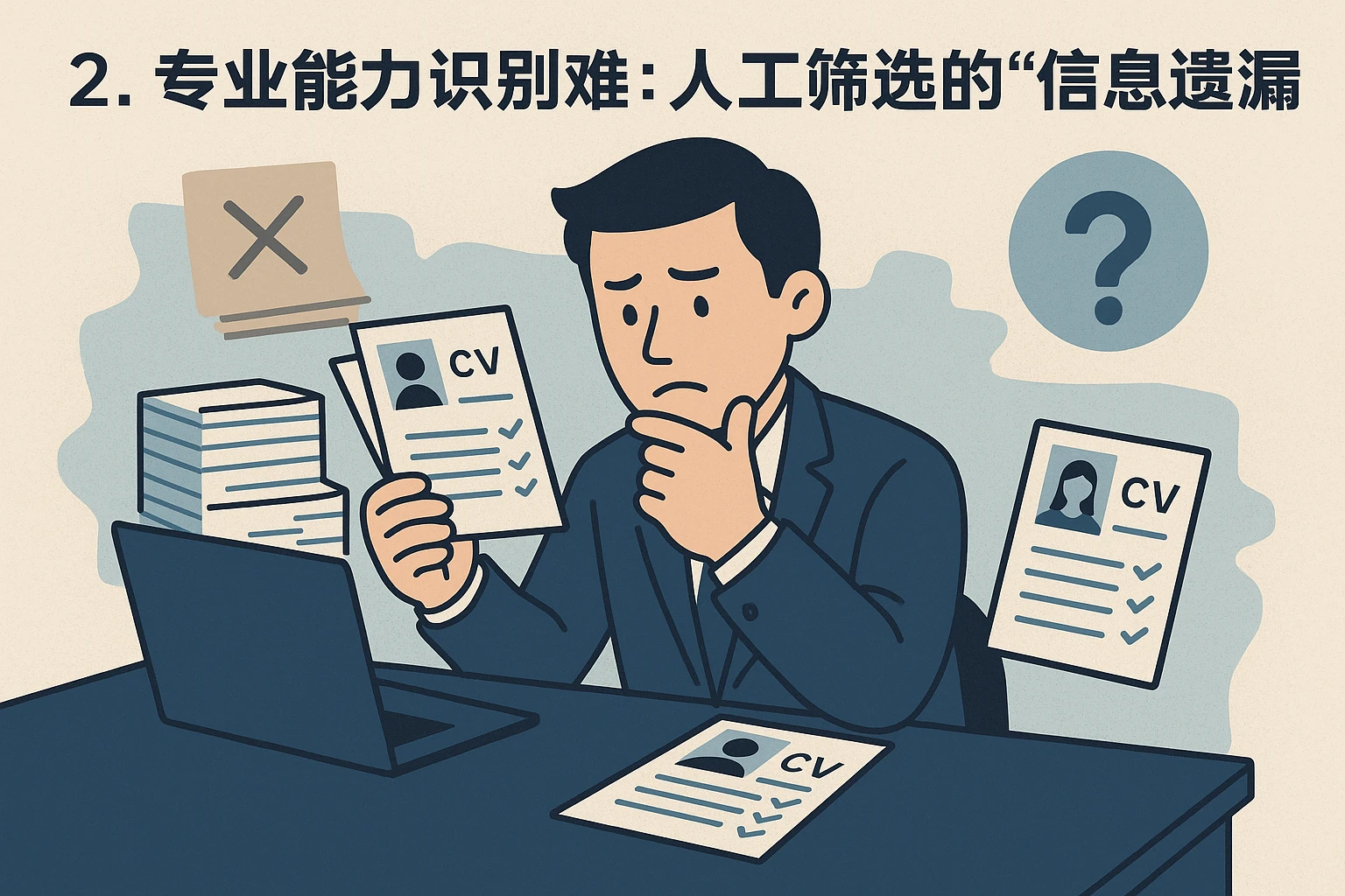 2. 专业能力识别难：人工筛选的“信息遗漏”