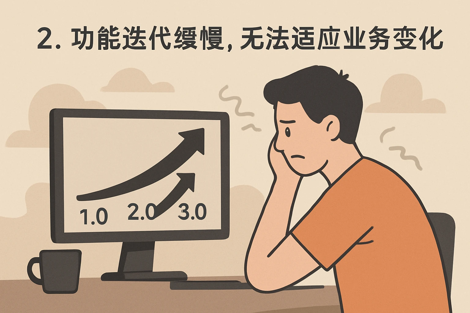 2. 功能迭代缓慢，无法适应业务变化