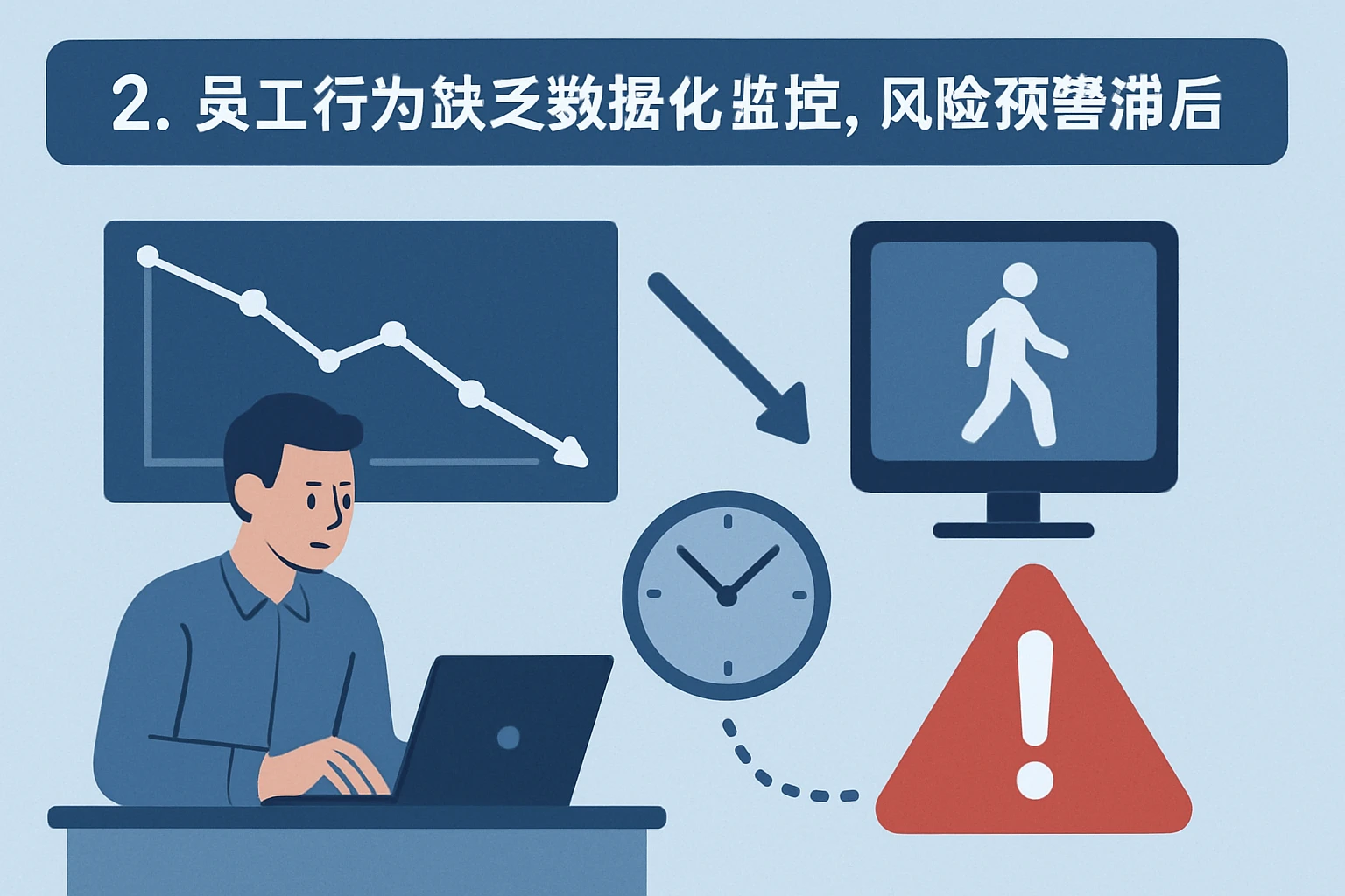 2. 员工行为缺乏数据化监控，风险预警滞后