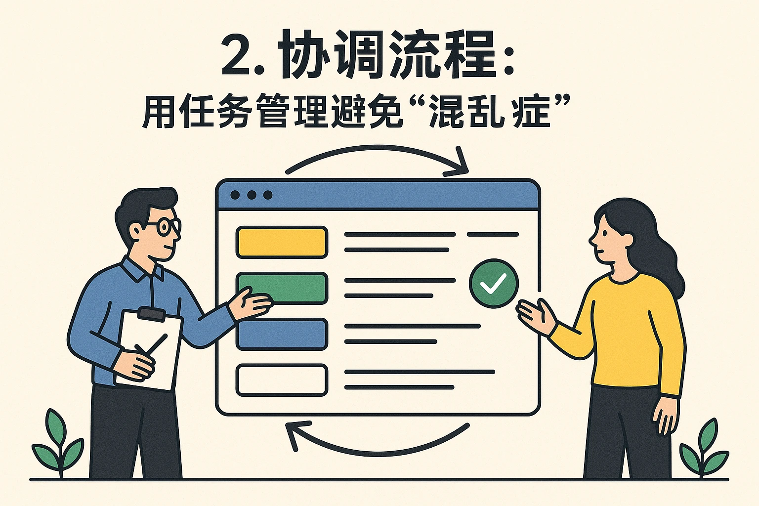 2. 协调流程:用任务管理避免“混乱症”