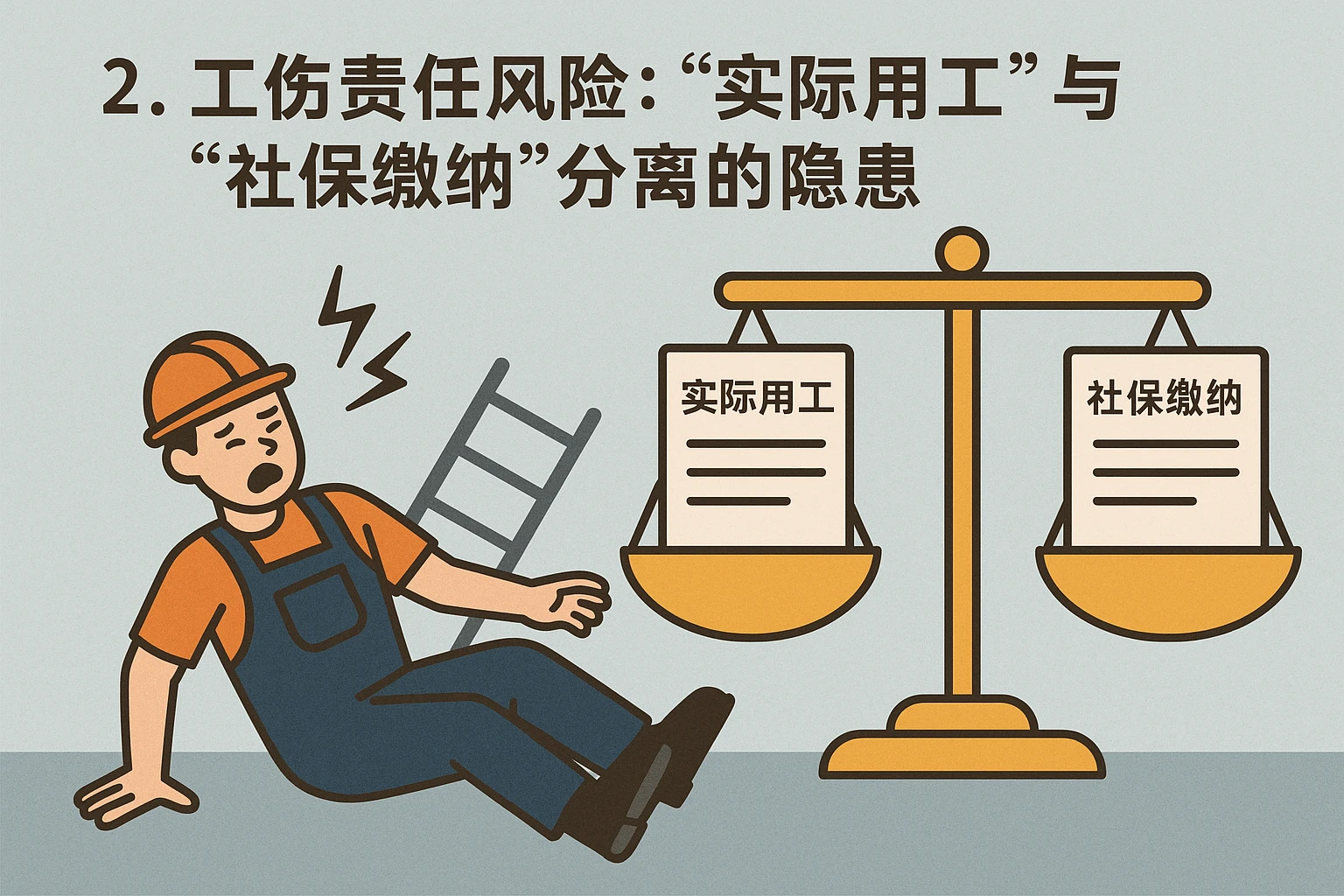 2. 工伤责任风险：“实际用工”与“社保缴纳”分离的隐患