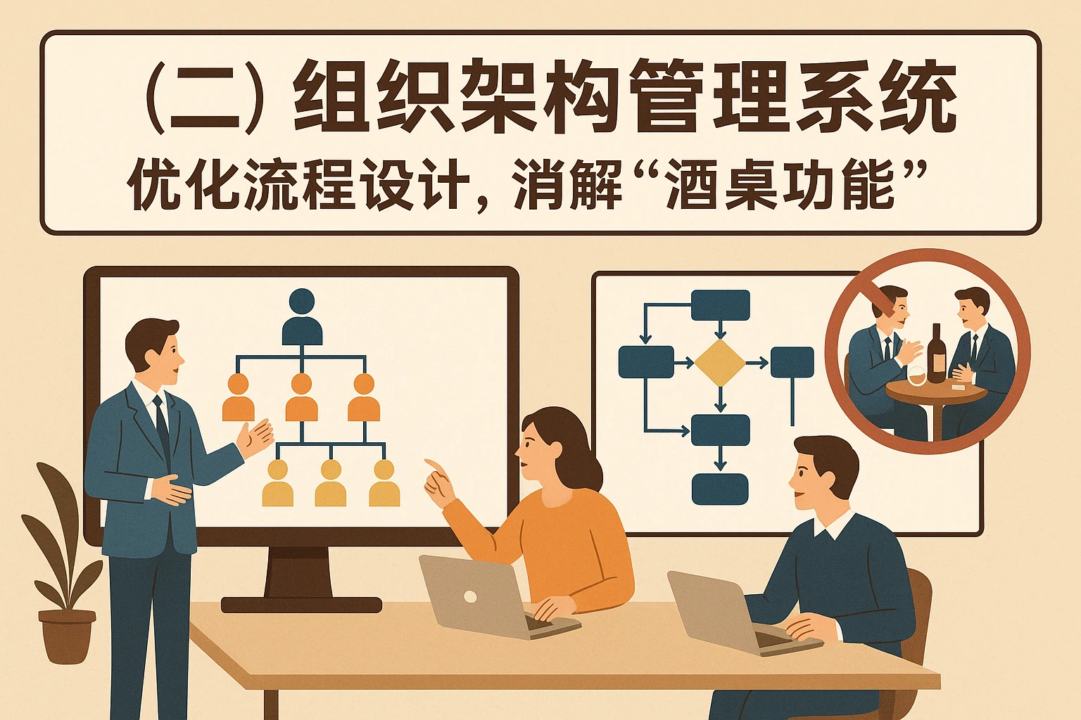 （二）组织架构管理系统：优化流程设计，消解“酒桌功能”