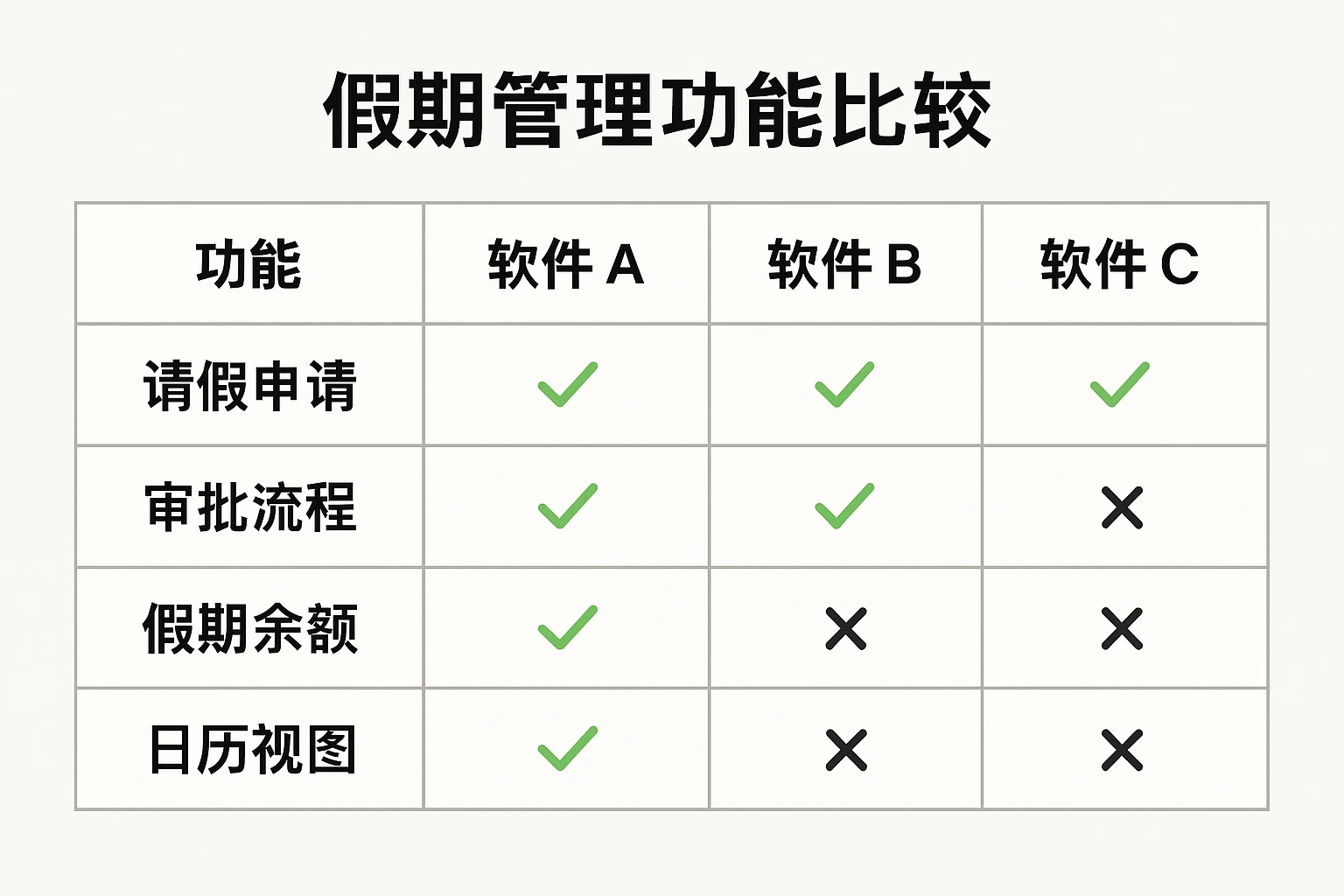 假期管理功能比较