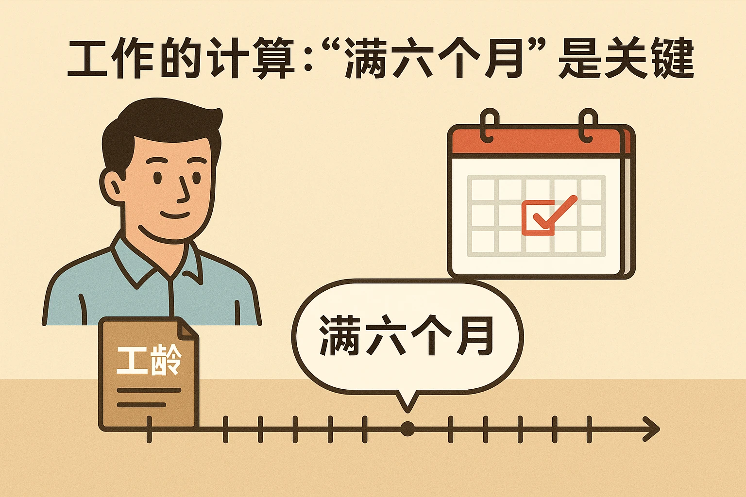 2. 工作年限的计算:“满六个月”是关键节点