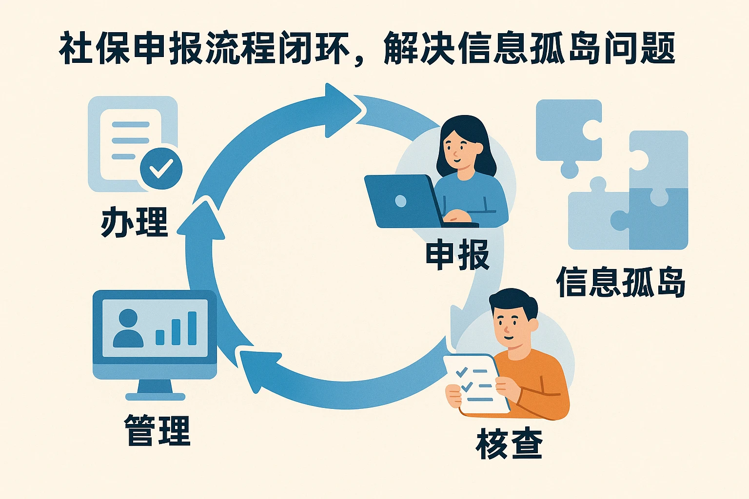 2. 社保申报流程闭环，解决信息孤岛问题