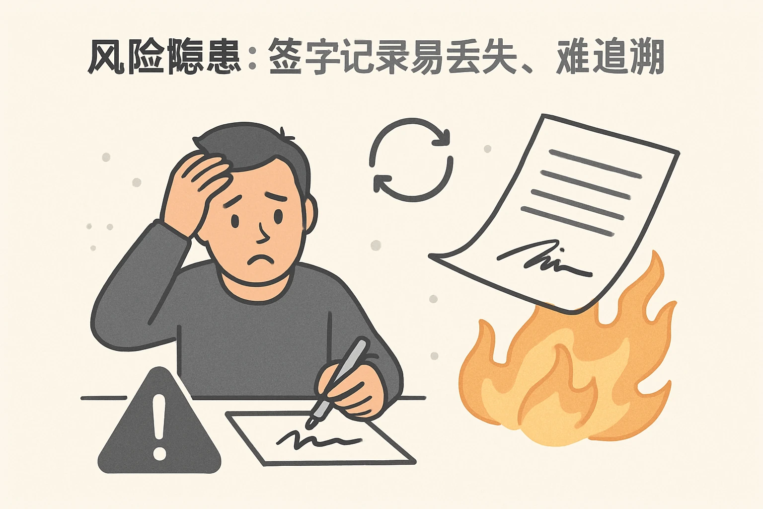 2. 风险隐患：签字记录易丢失、难追溯