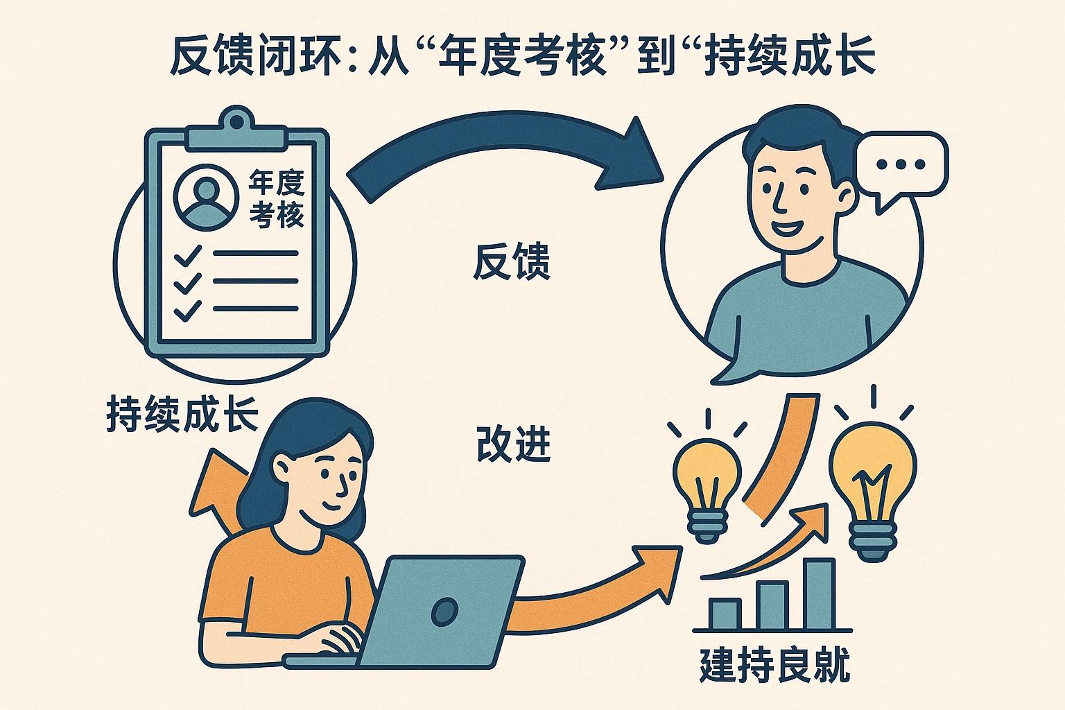 2. 反馈闭环:从“年度考核”到“持续成长”