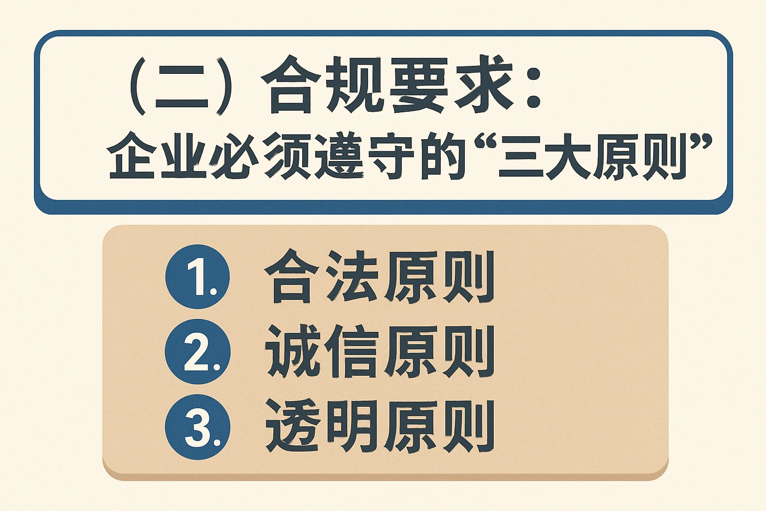 (二)合规要求:企业必须遵守的“三大原则”