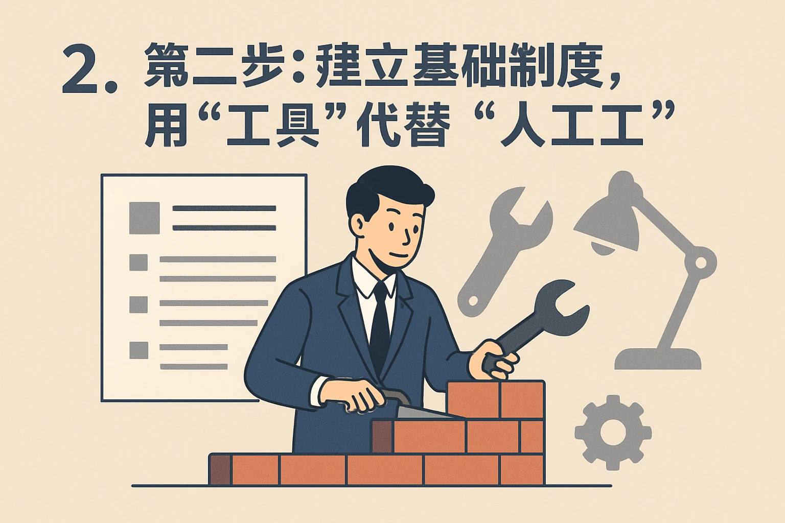 2. 第二步：建立基础制度，用“工具”代替“人工”