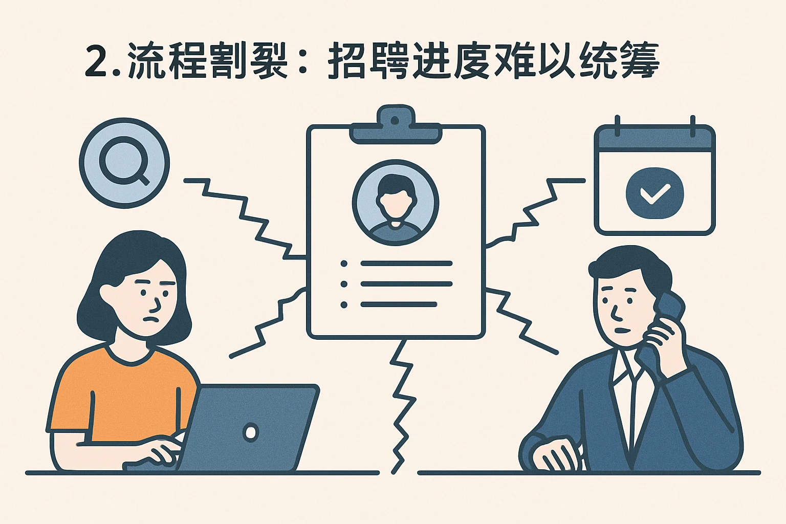 2. 流程割裂：招聘进度难以统筹