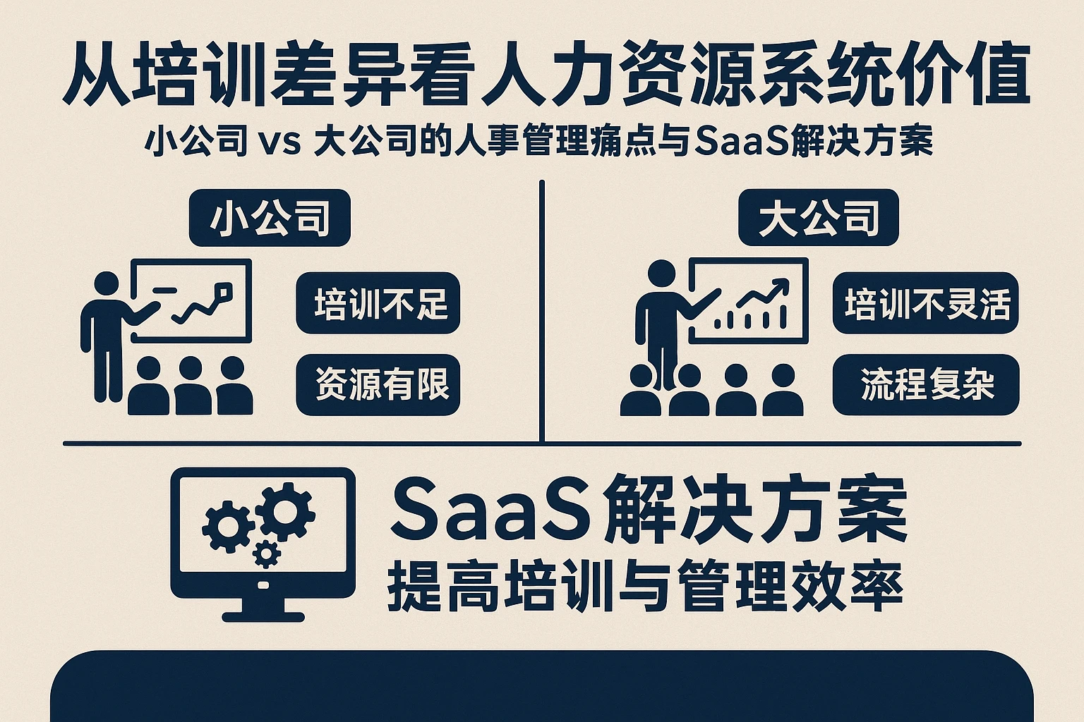 从培训差异看人力资源系统价值:小公司vs大公司的人事管理痛点与SaaS解决方案