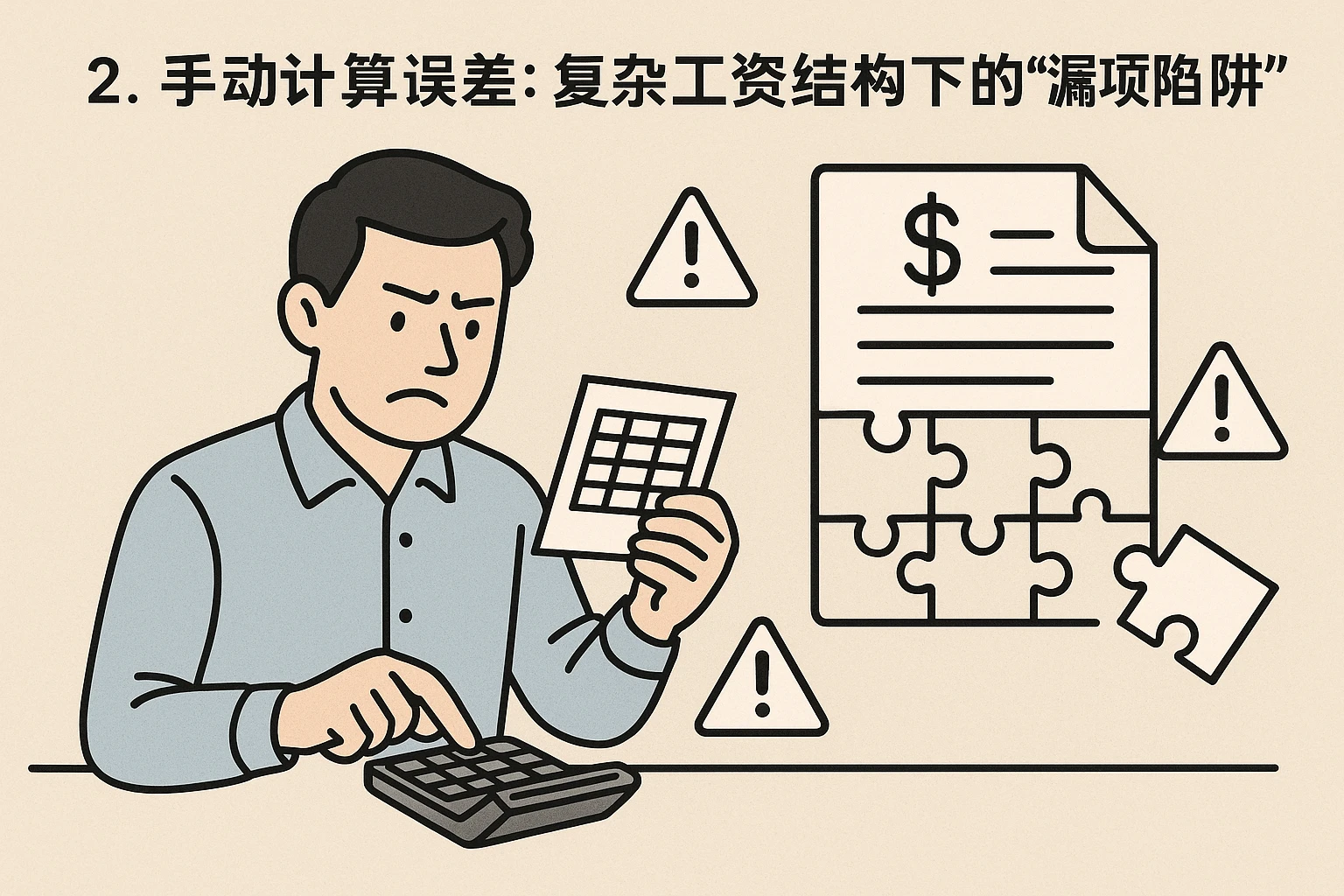2. 手动计算误差:复杂工资结构下的“漏项陷阱”