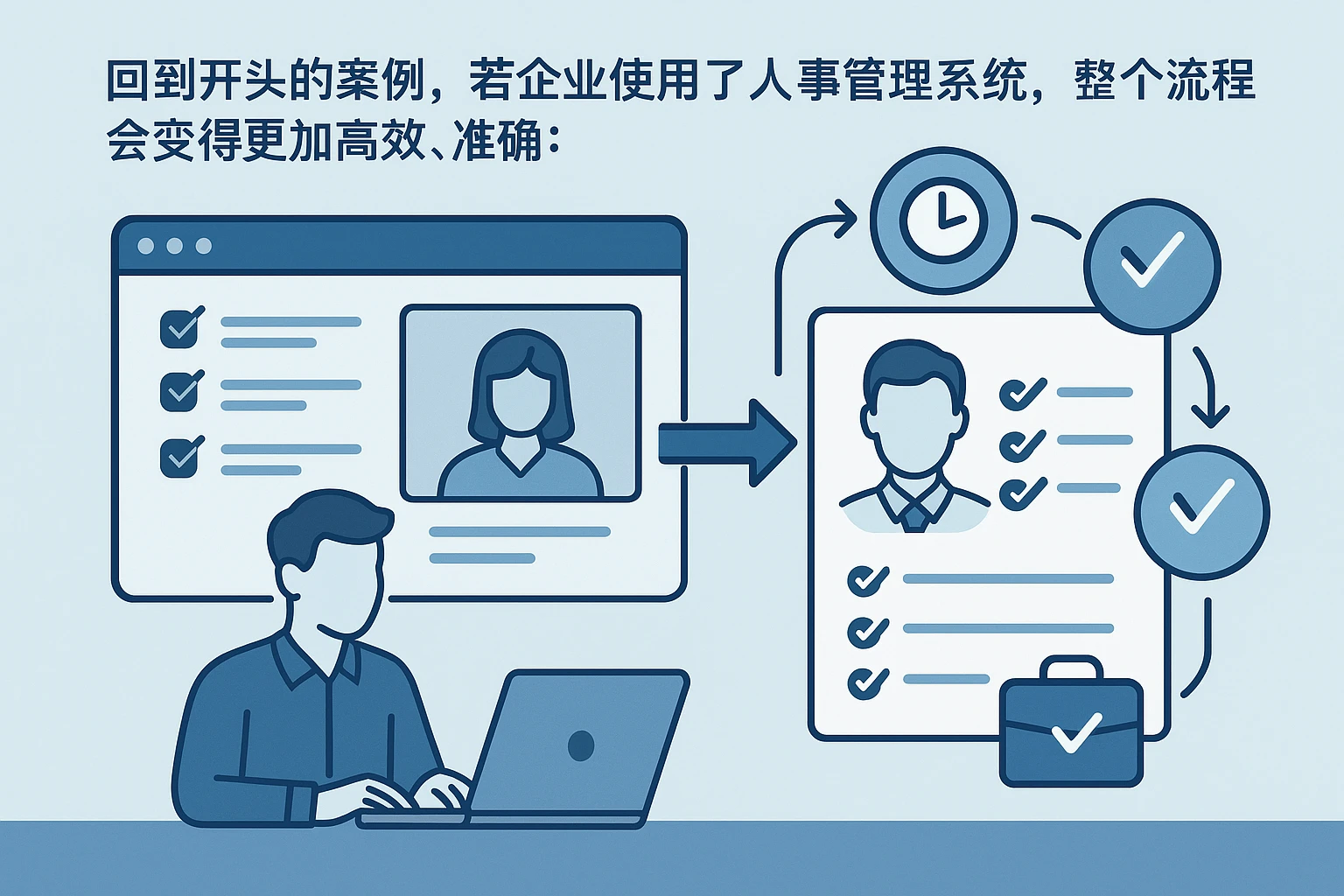 回到开头的案例,若企业使用了人事管理系统,整个流程会变得更加高效、准确: