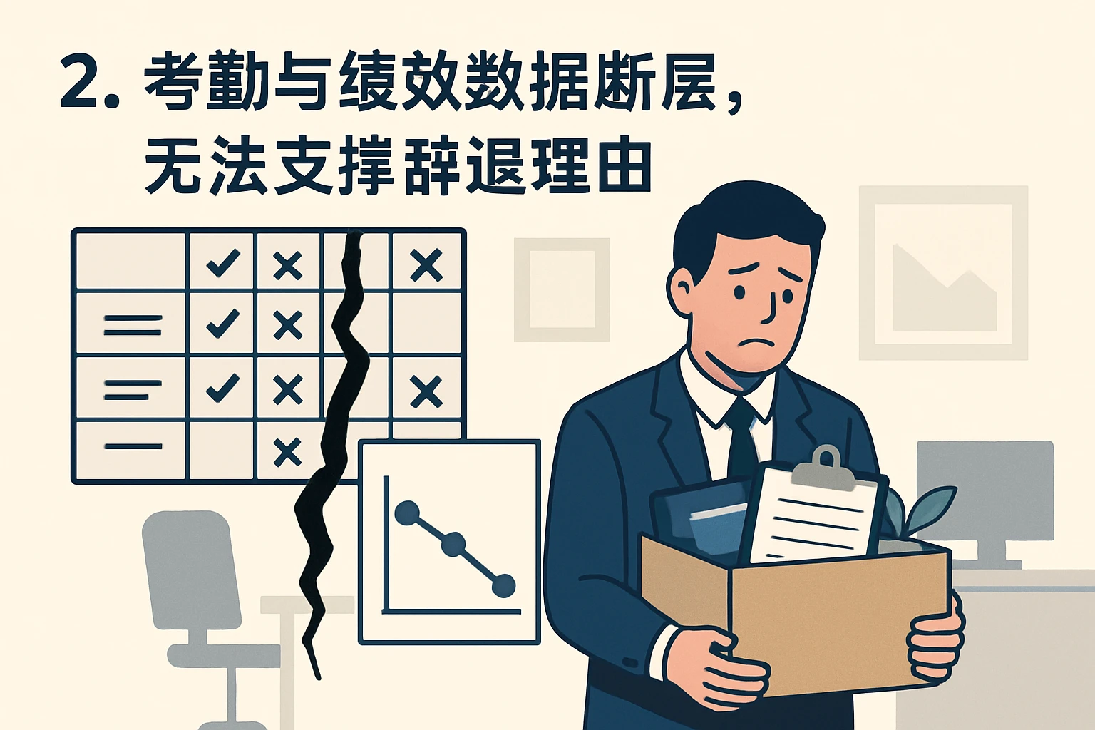 2. 考勤与绩效数据断层，无法支撑辞退理由