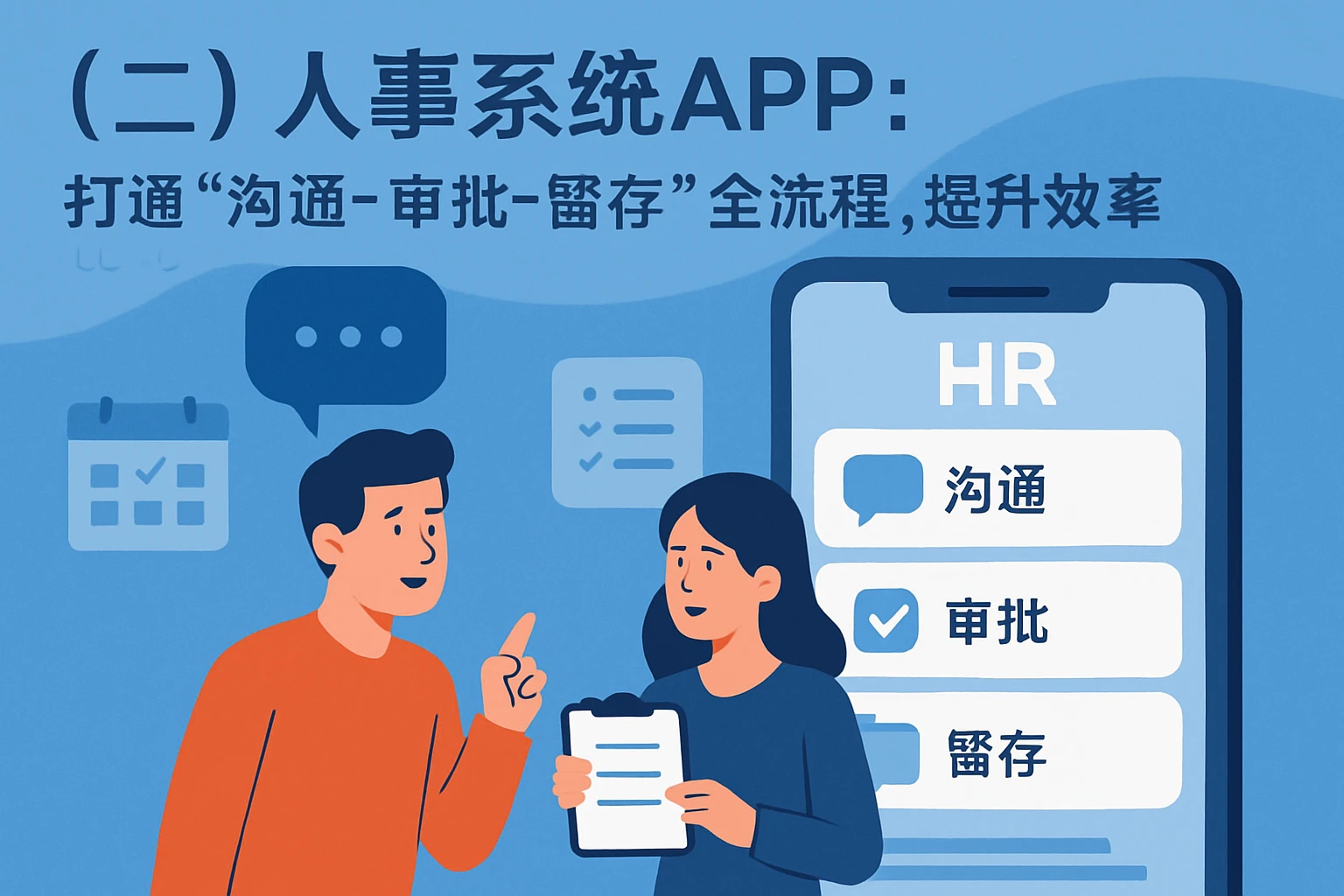 （二）人事系统APP：打通“沟通-审批-留存”全流程，提升效率