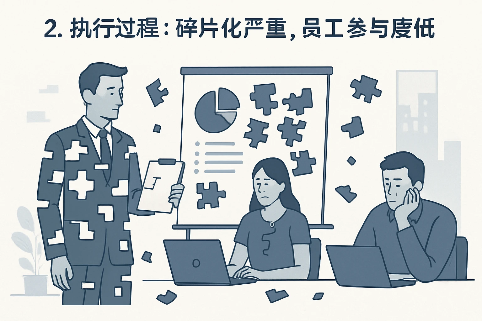 2. 执行过程:碎片化严重,员工参与度低