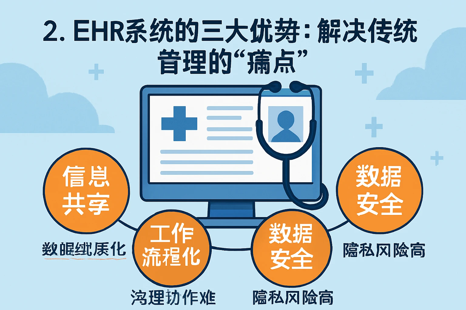 2. EHR系统的三大优势:解决传统管理的“痛点”