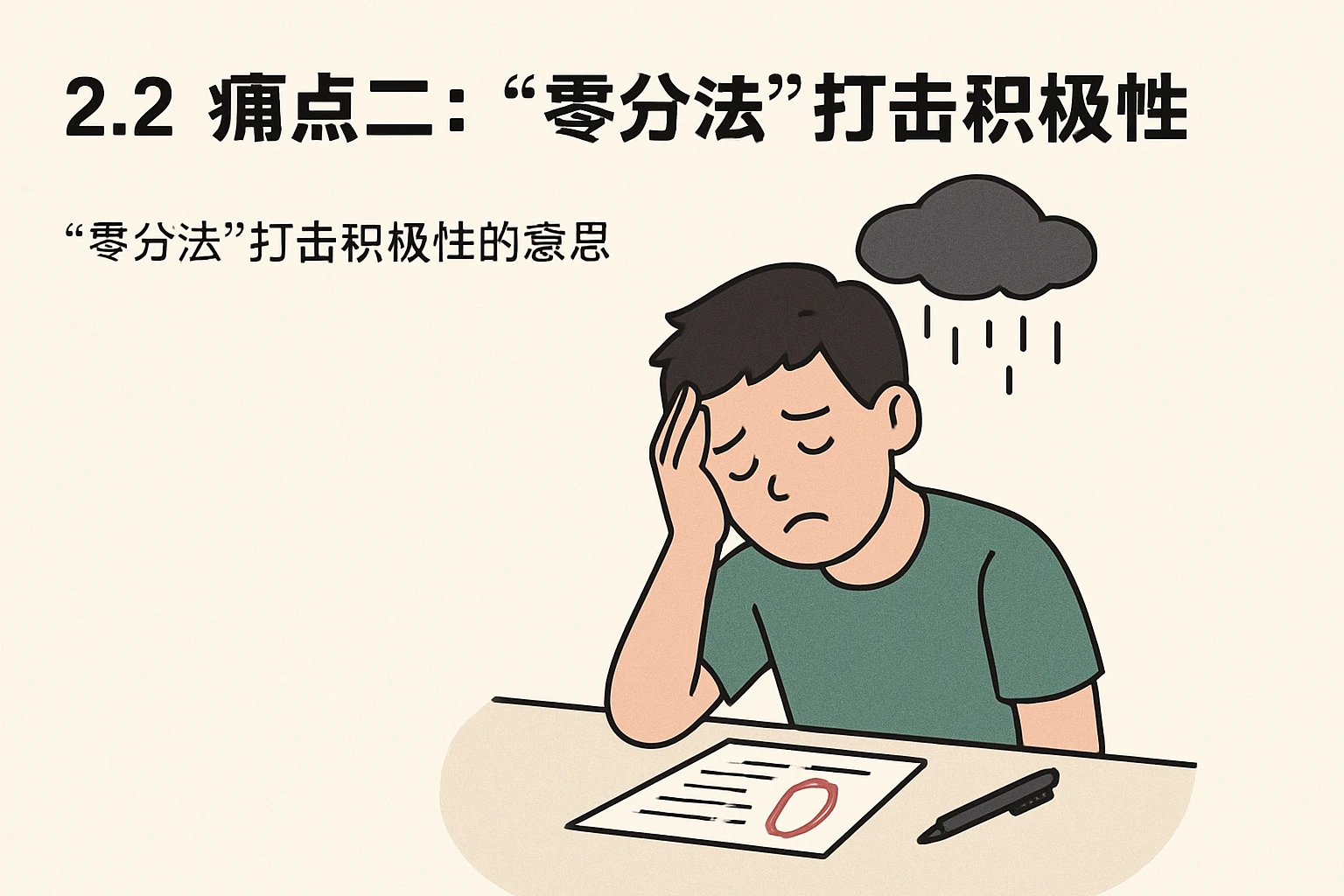 2.2 痛点二:“零分法”打击积极性