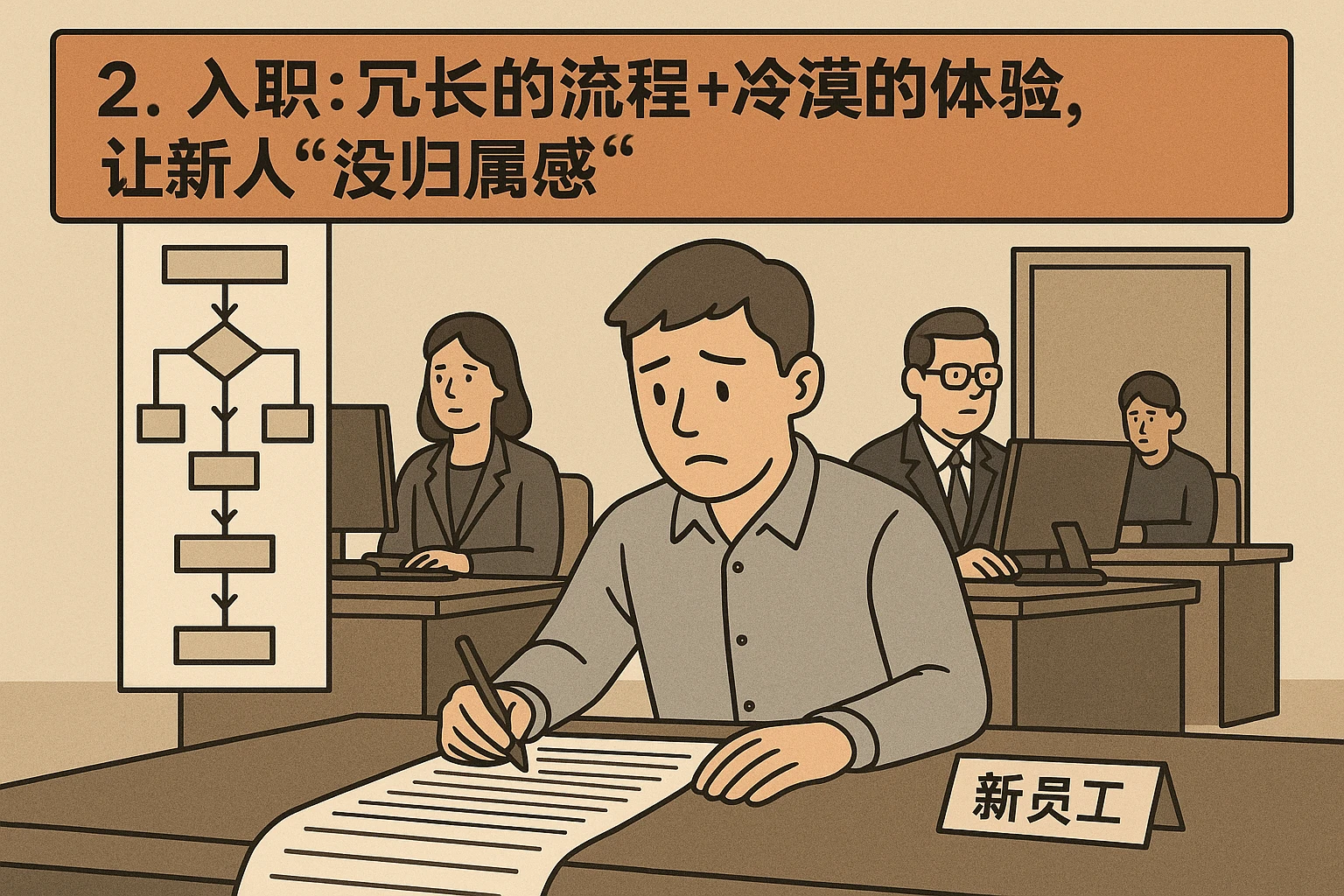 2. 入职：冗长的流程+冷漠的体验，让新人“没归属感”