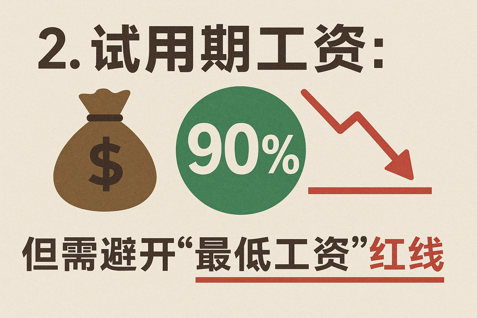 2. 试用期工资:“90%”合法,但需避开“最低工资”红线