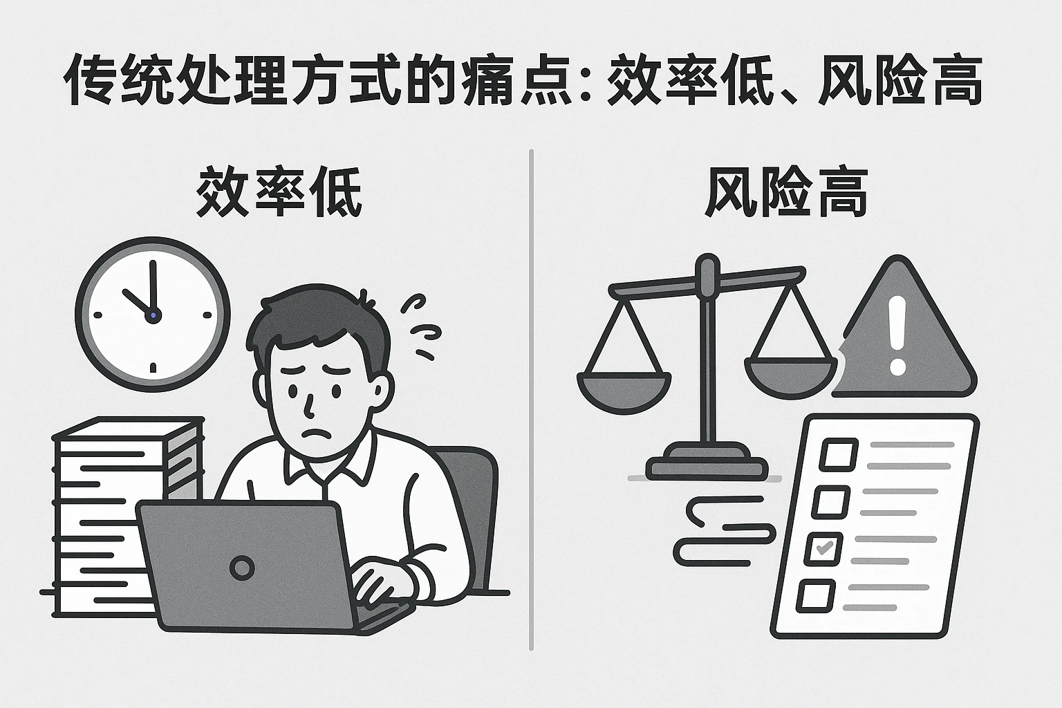 2. 传统处理方式的痛点:效率低、风险高