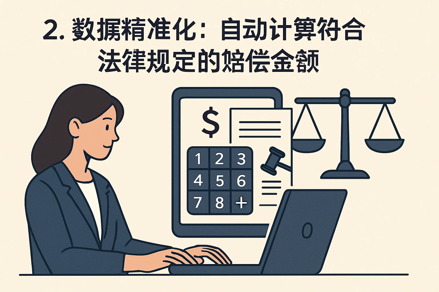 2. 数据精准化：自动计算符合法律规定的赔偿金额