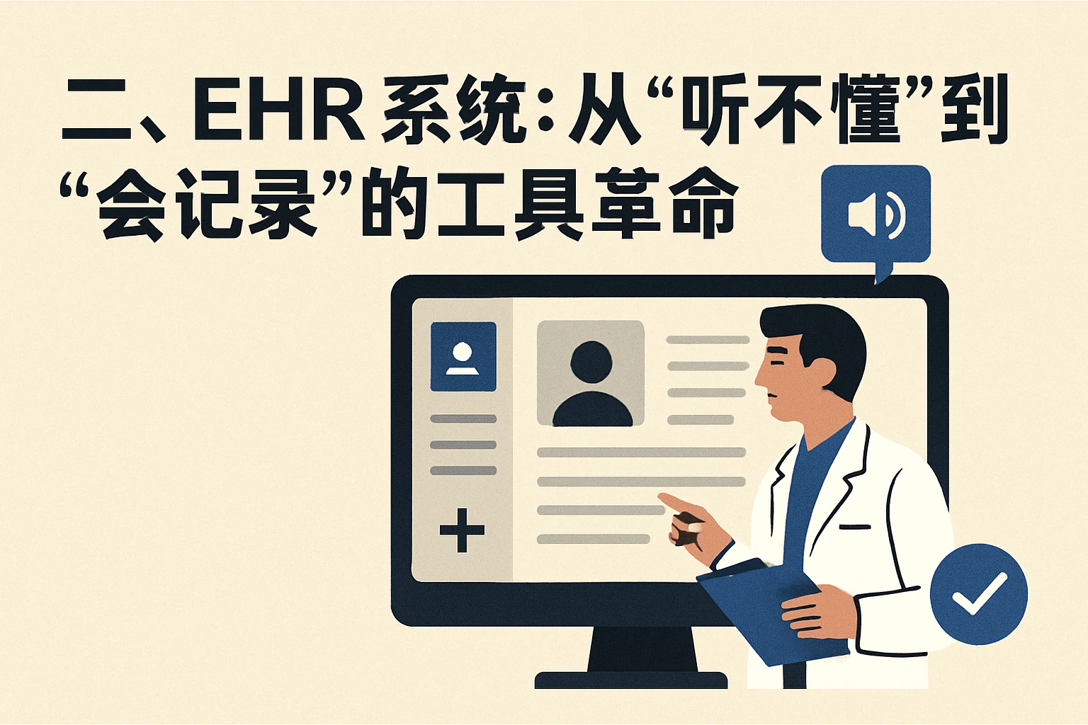 二、EHR系统：从“听不懂”到“会记录”的工具革命