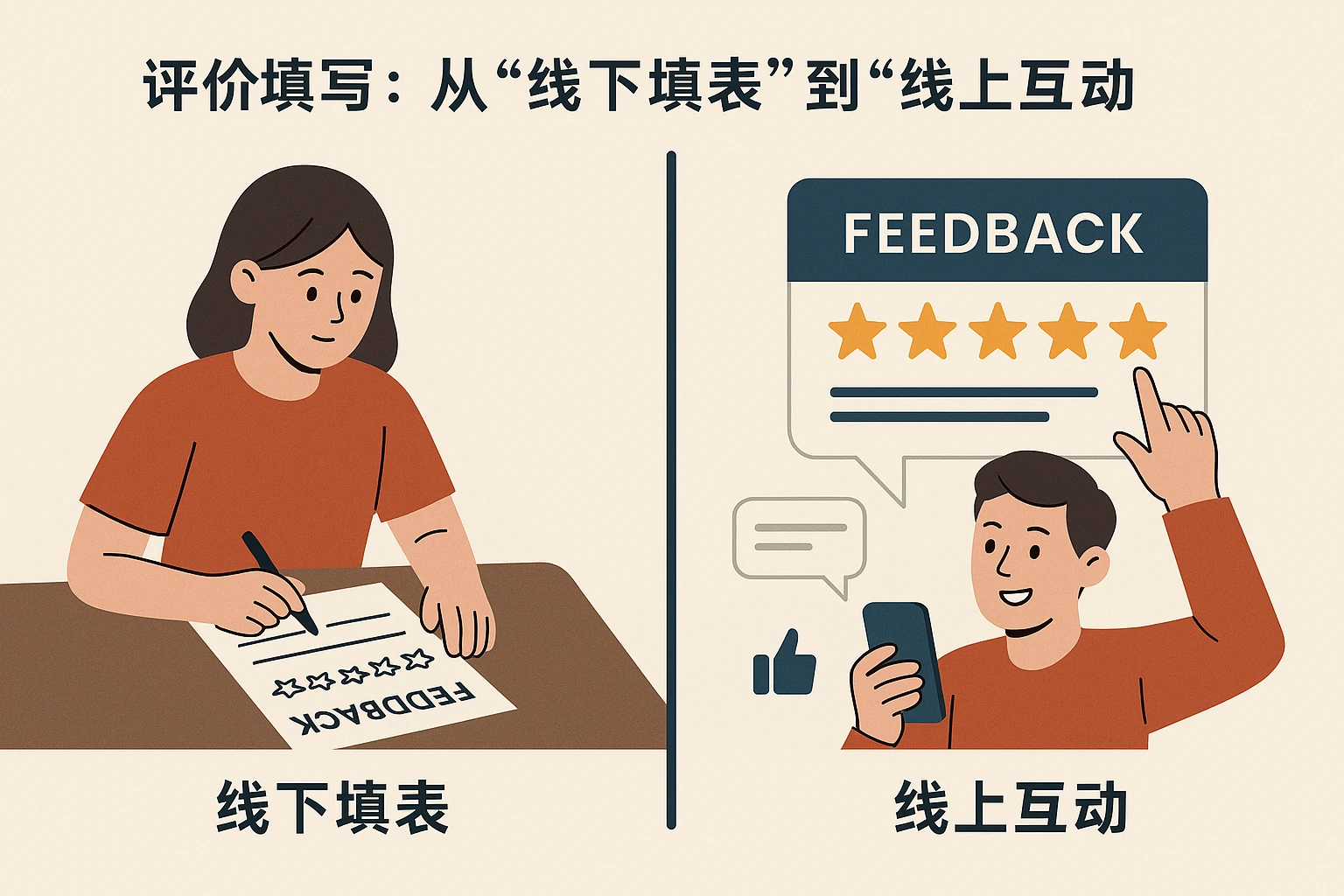 2. 评价填写：从“线下填表”到“线上互动”