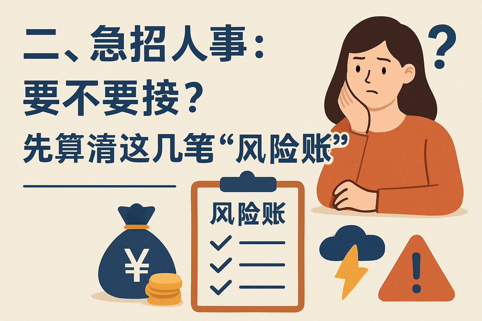 二、急招人事：要不要接？先算清这几笔“风险账”