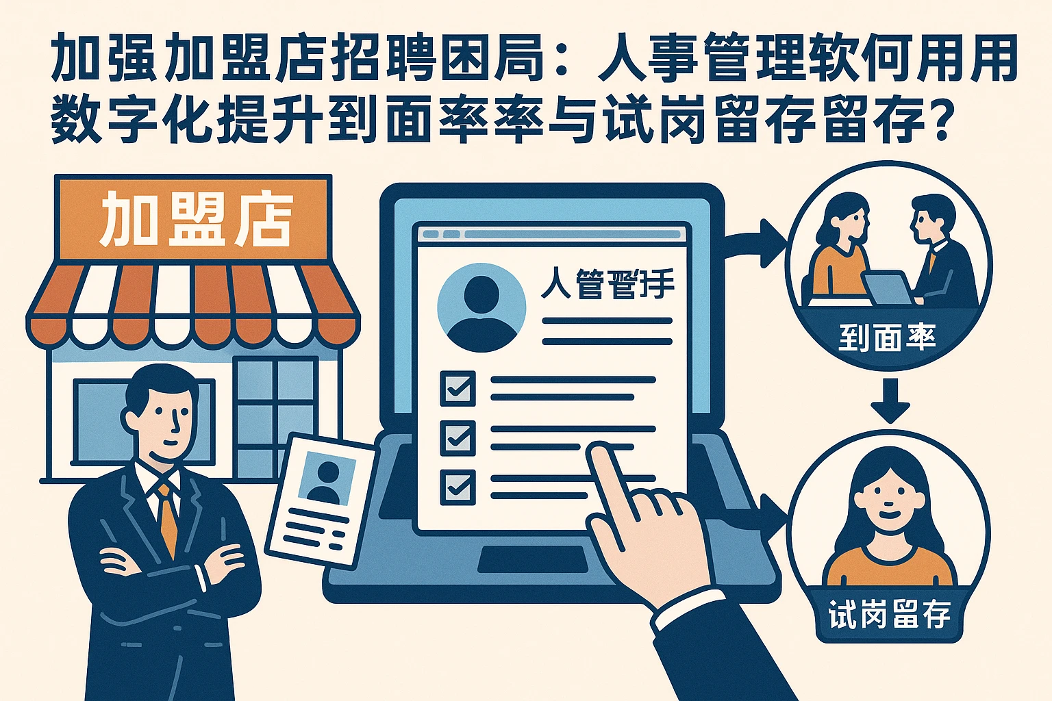 连锁加盟店招聘困局破题：人事管理软件如何用数字化提升到面率与试岗留存？
