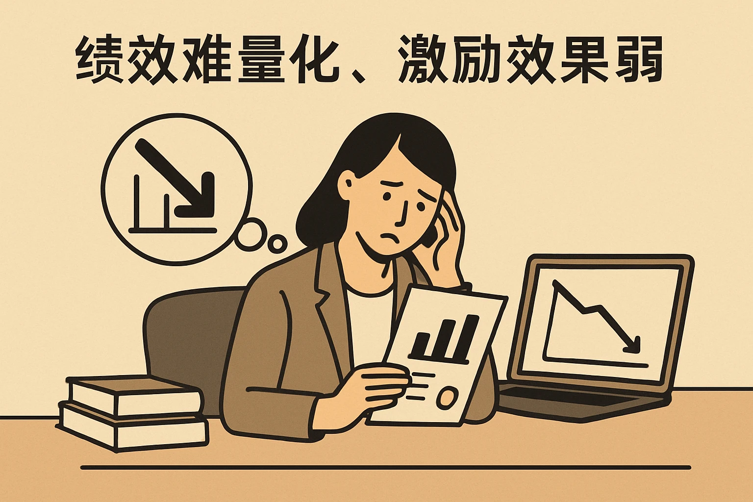 2. 绩效难量化，激励效果弱