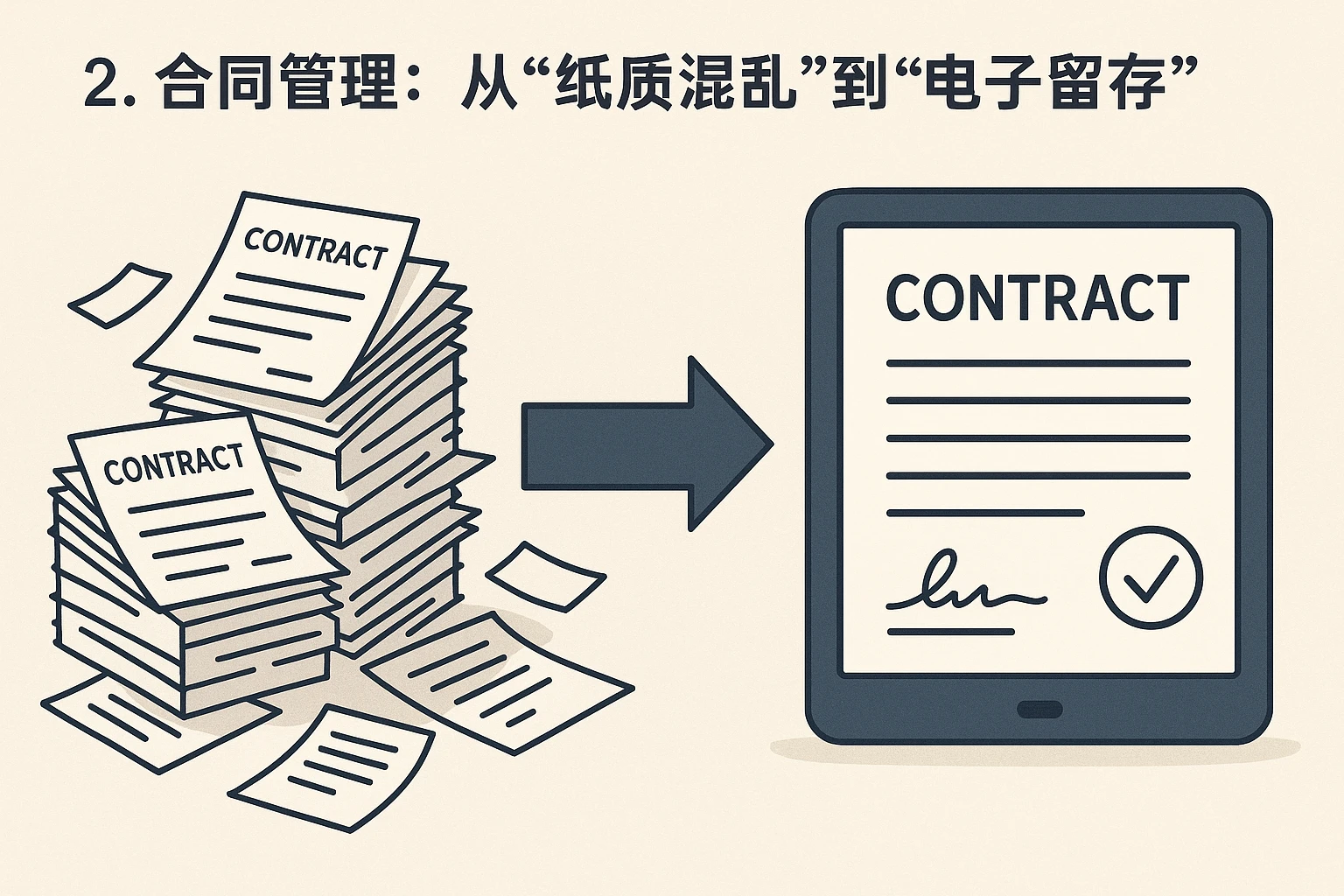 2. 合同管理：从“纸质混乱”到“电子留存”
