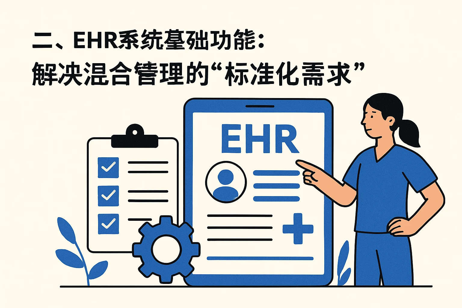 二、EHR系统基础功能:解决混合管理的“标准化需求”