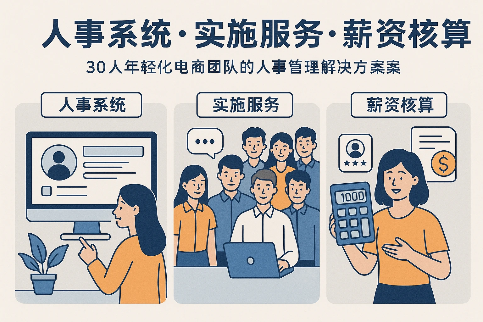 人事系统+实施服务+薪资核算:30人年轻化电商团队的人事管理解决方案
