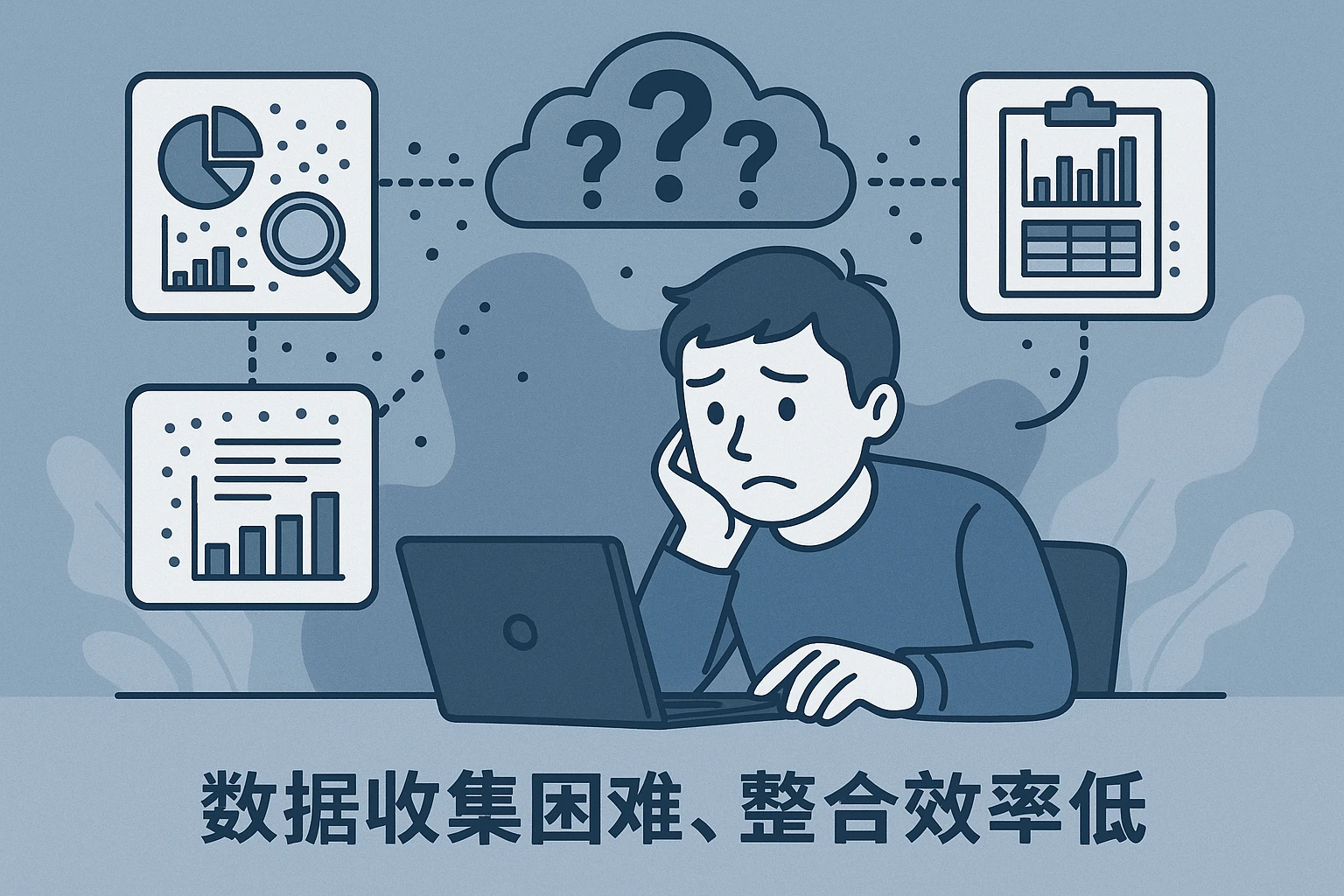 2. 数据收集困难，整合效率低