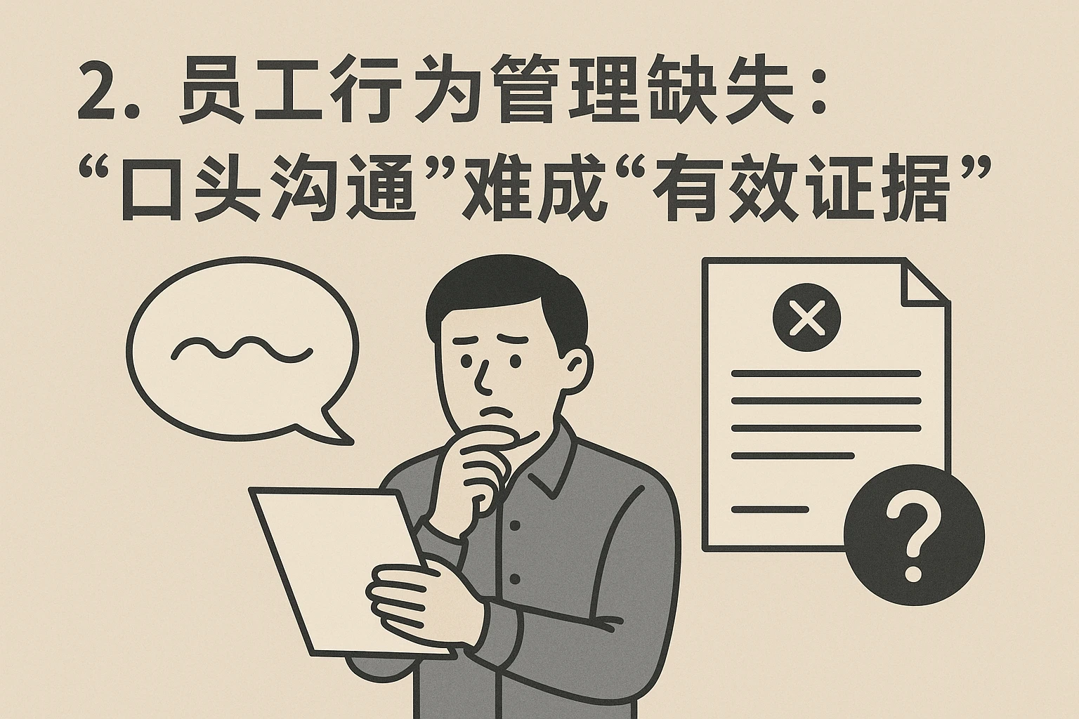 2. 员工行为管理缺失:“口头沟通”难成“有效证据”